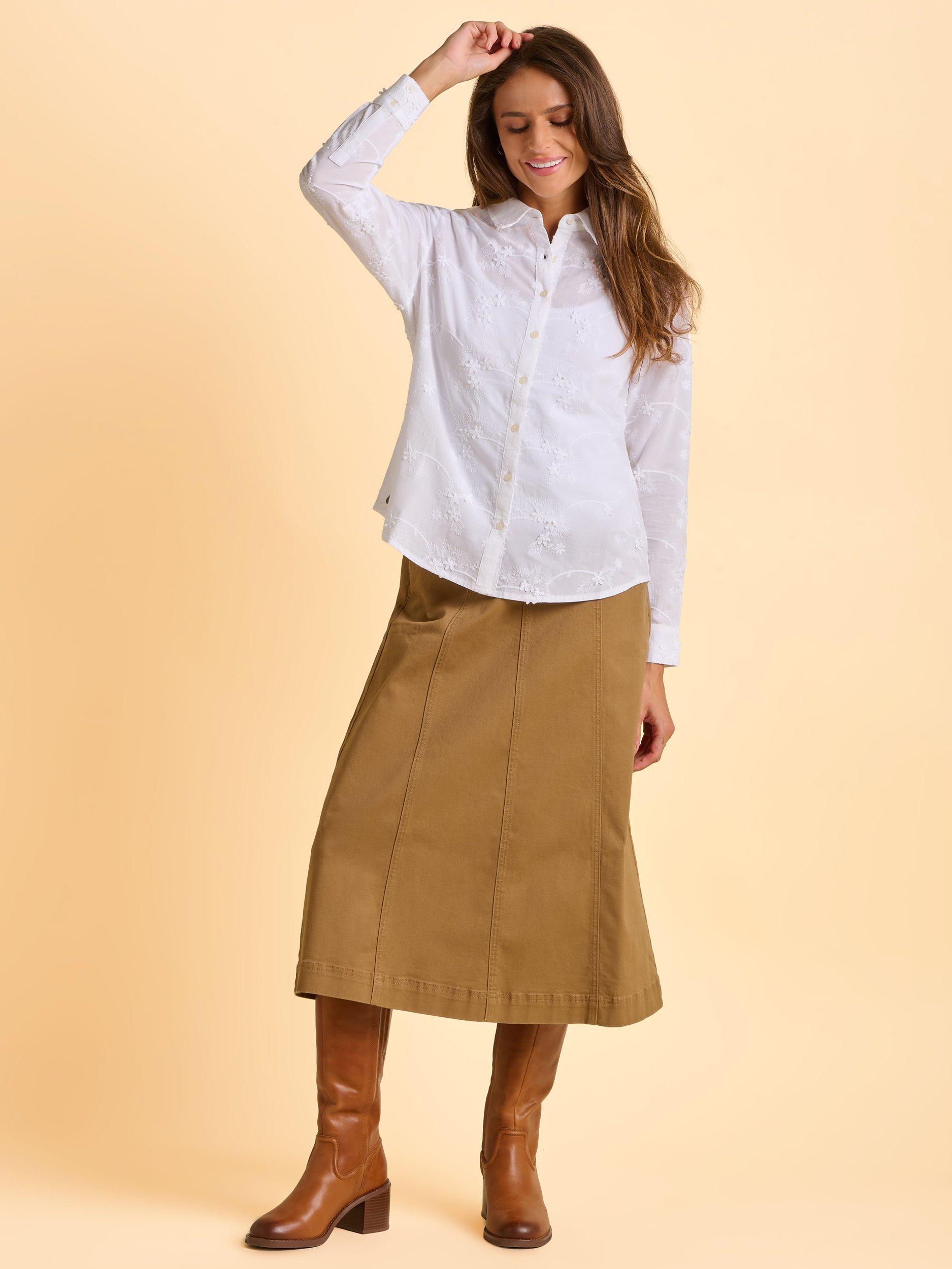 Product image 6 of 6, which shows Brakeburn Flora Embroidered Blouse, Cream, 8