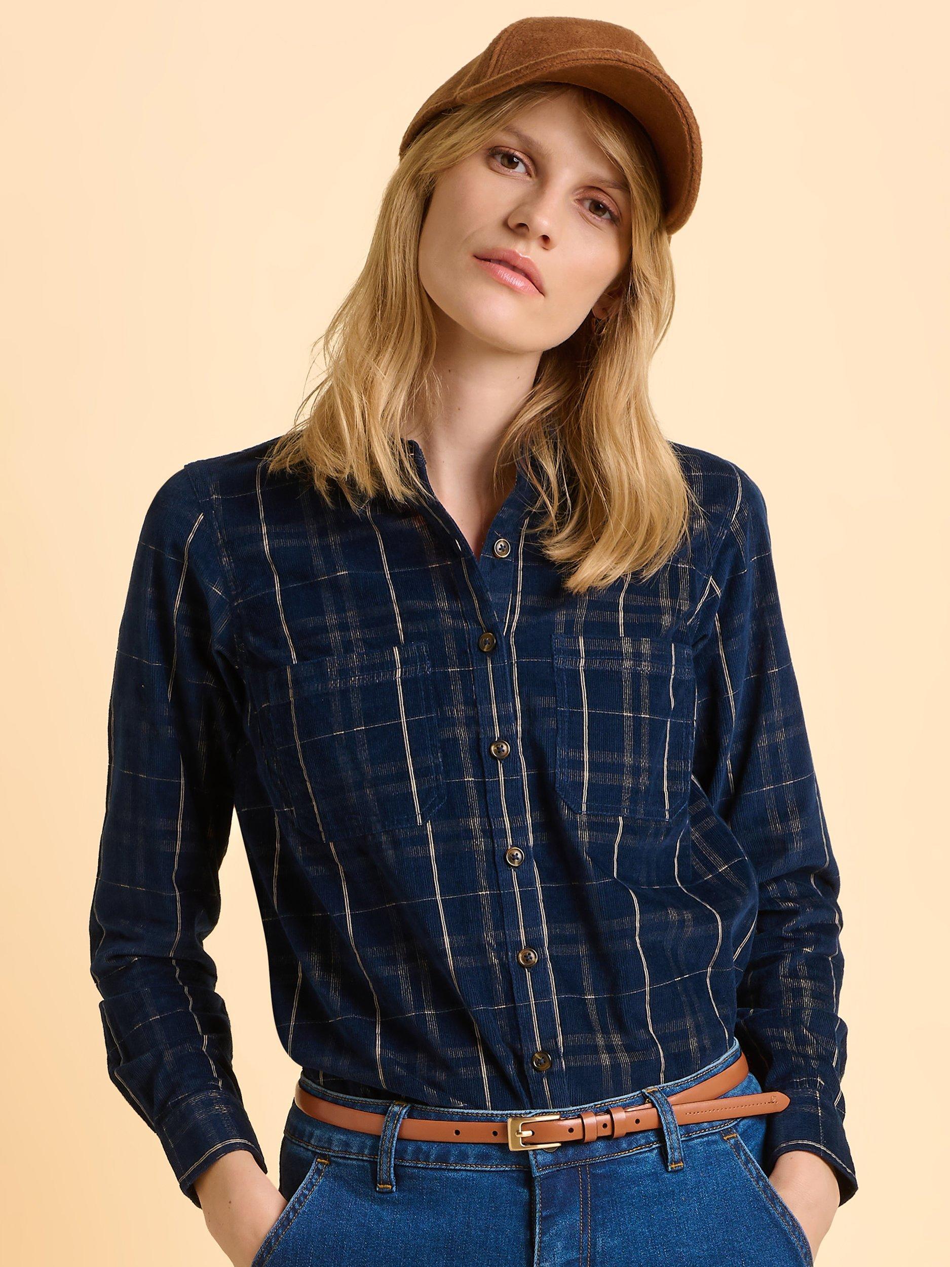 Product image 1 of 6, which shows Brakeburn Frances Check Print Blouse, Blue, 8