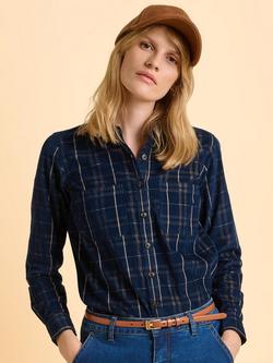 Brakeburn Frances Check Print Blouse, Blue