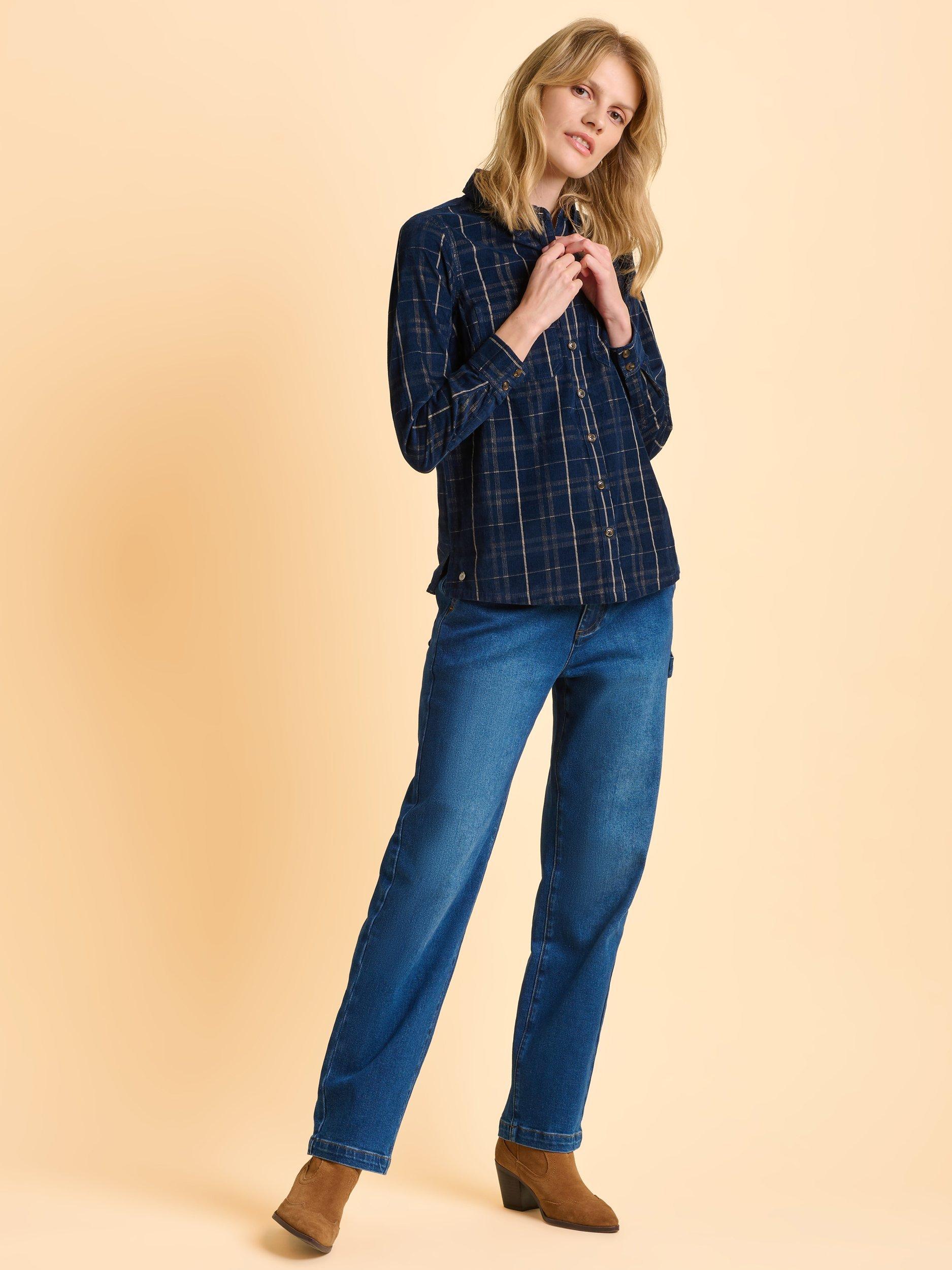 Product image 5 of 6, which shows Brakeburn Frances Check Print Blouse, Blue, 8