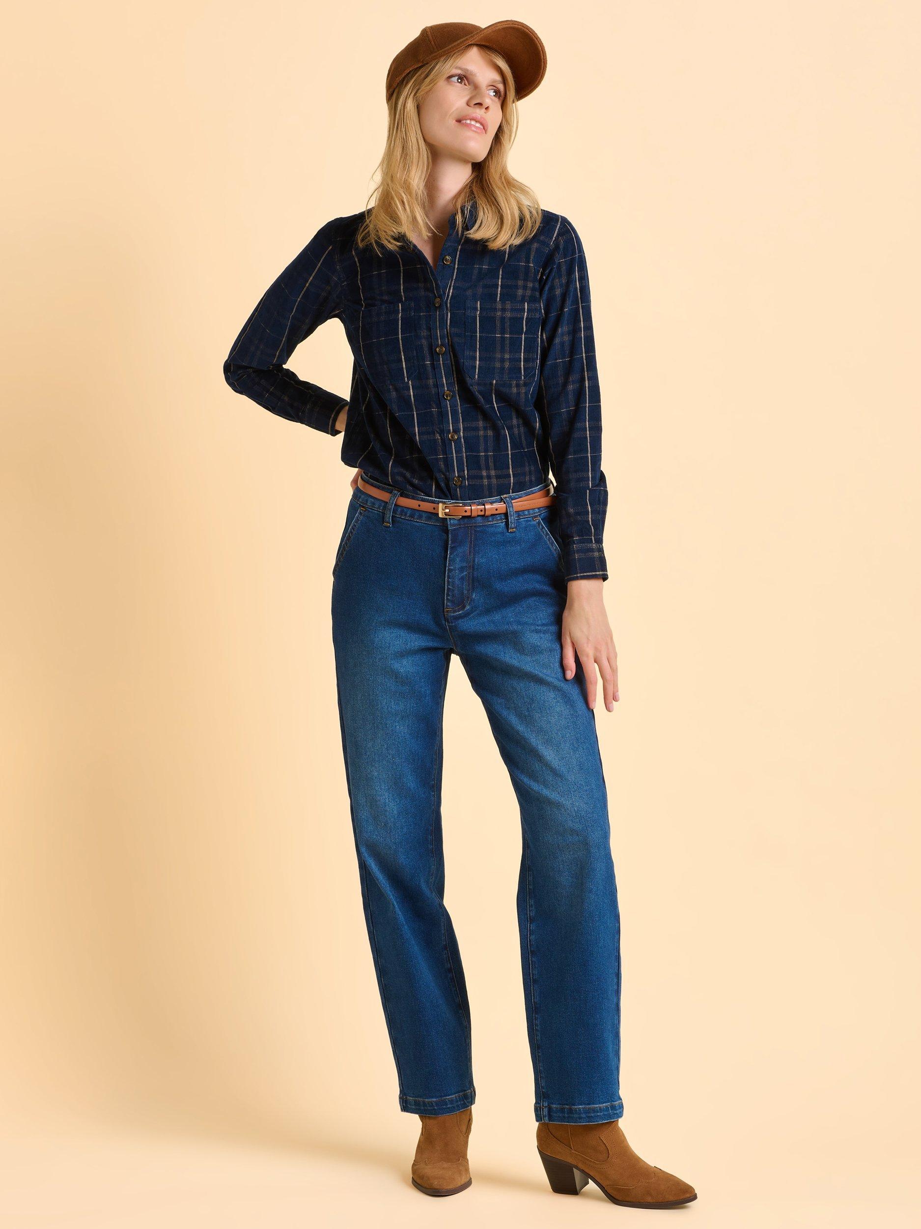 Product image 6 of 6, which shows Brakeburn Frances Check Print Blouse, Blue, 8