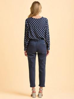 Brakeburn Juliette Abstract Print Long Sleeve Tie-Neck Blouse - view 2, Navy