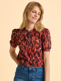 Brakeburn Lily Abstract Ikat Top, Red, Red