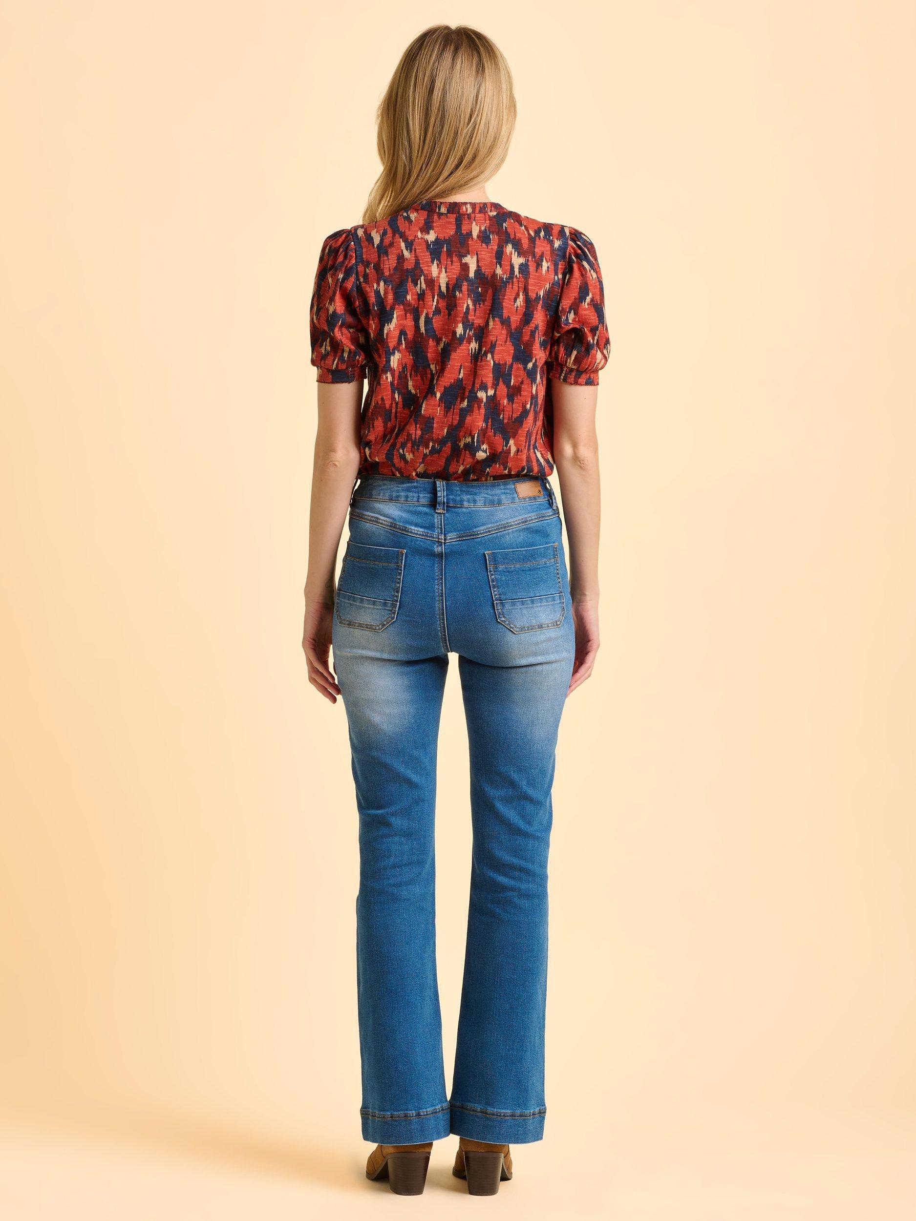 Product image 2 of 6, which shows Brakeburn Lily Abstract Ikat Top, Red, 8