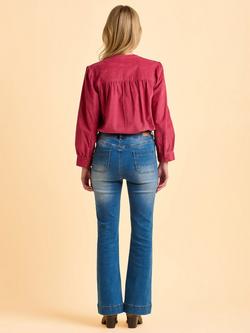 Brakeburn Lindsay Long Sleeve V-Neck Cotton Blouse - view 2, Pink