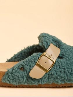 Brakeburn Solstice Buckle Teddybear Mule Slipper - view 2, Blue
