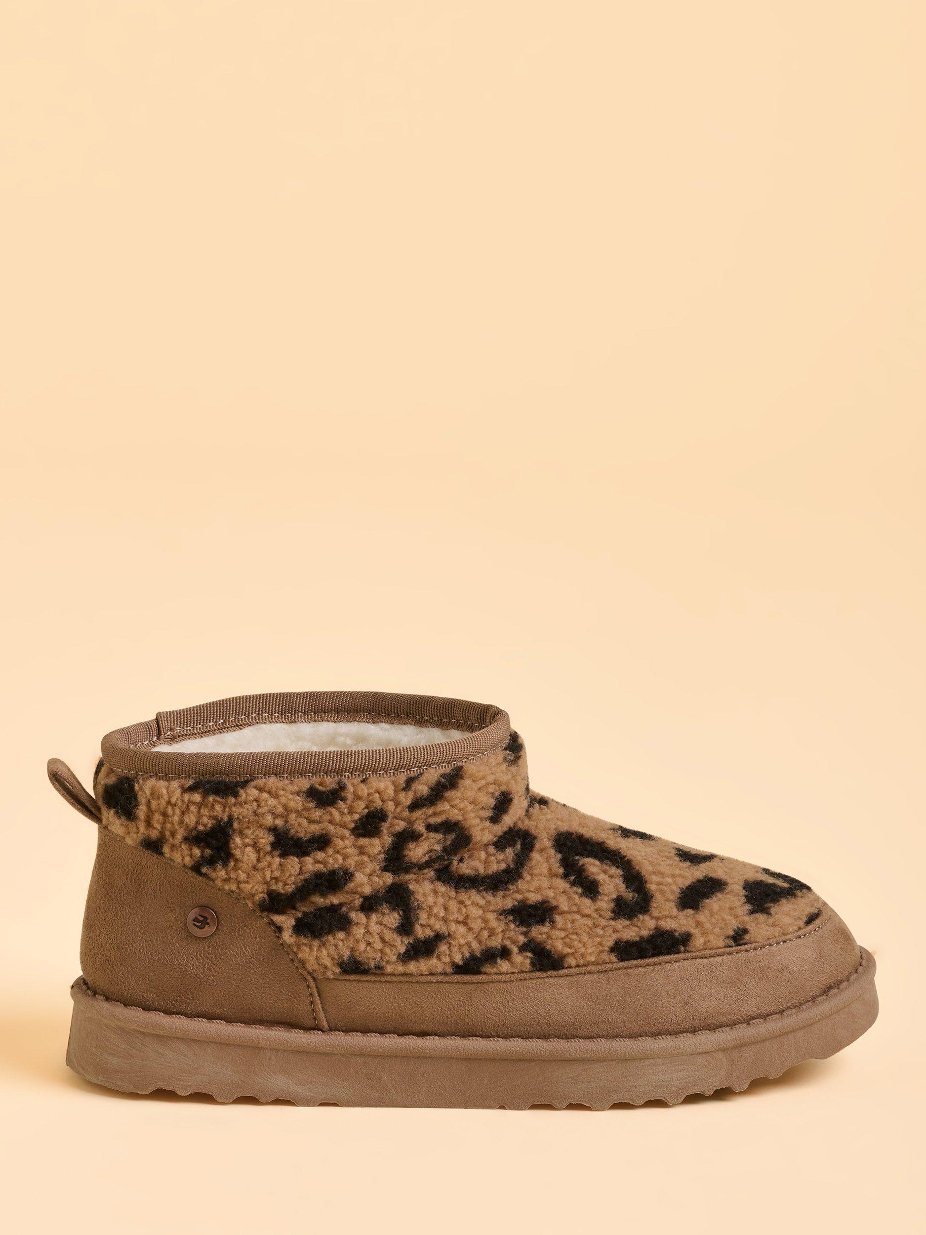 Product image 1 of 5, which shows Brakeburn Winters Embrace Animal Print Slipper Boots, Brown, 3