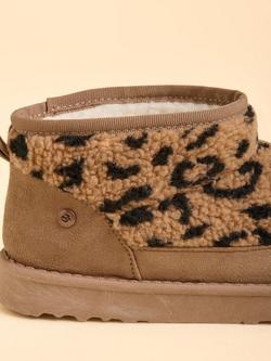 Brakeburn Winters Embrace Animal Print Slipper Boots - view 2, Brown