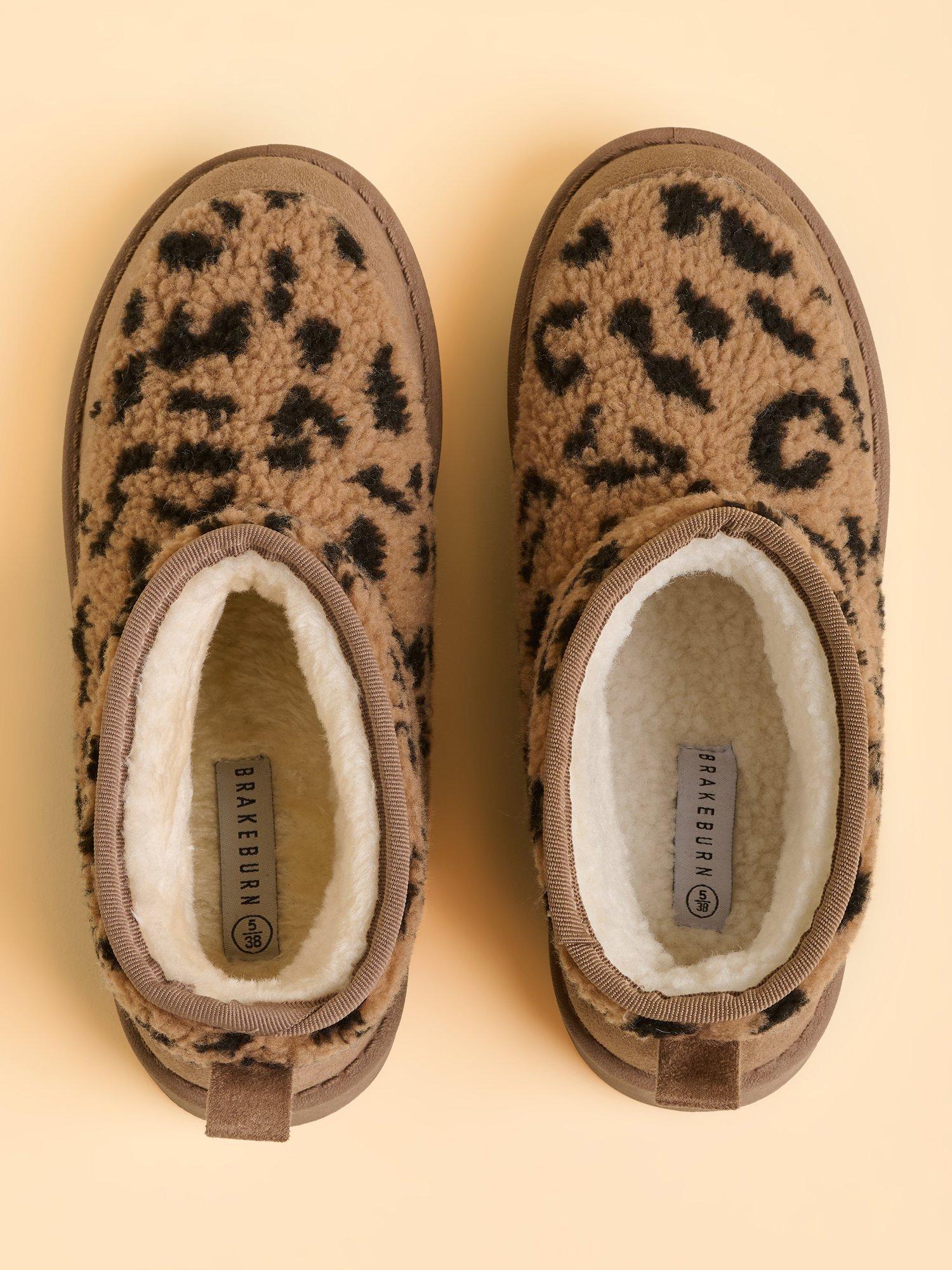 Product image 3 of 5, which shows Brakeburn Winters Embrace Animal Print Slipper Boots, Brown, 3