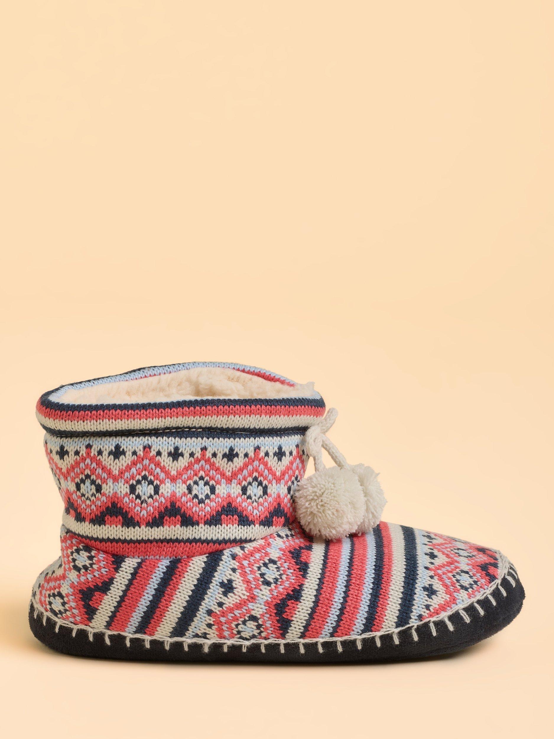 Product image 1 of 5, which shows Brakeburn Serenity Abstract Print Slip-On Boot Slippers, Pink, S