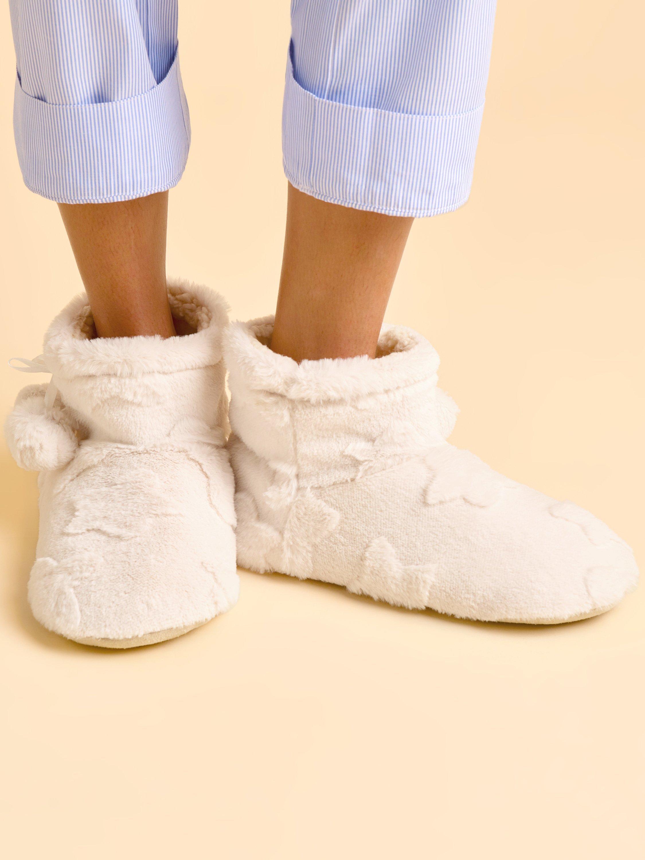 Product image 5 of 5, which shows Brakeburn Cedar Strolls Pom Pom Tassel Slipper Boots, Cream, S