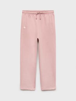 Mango Kids' Lucy Cotton Drawstring Trousers, Pink