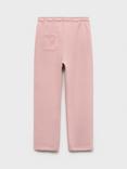 Mango Kids' Lucy Cotton Drawstring Trousers, Pink