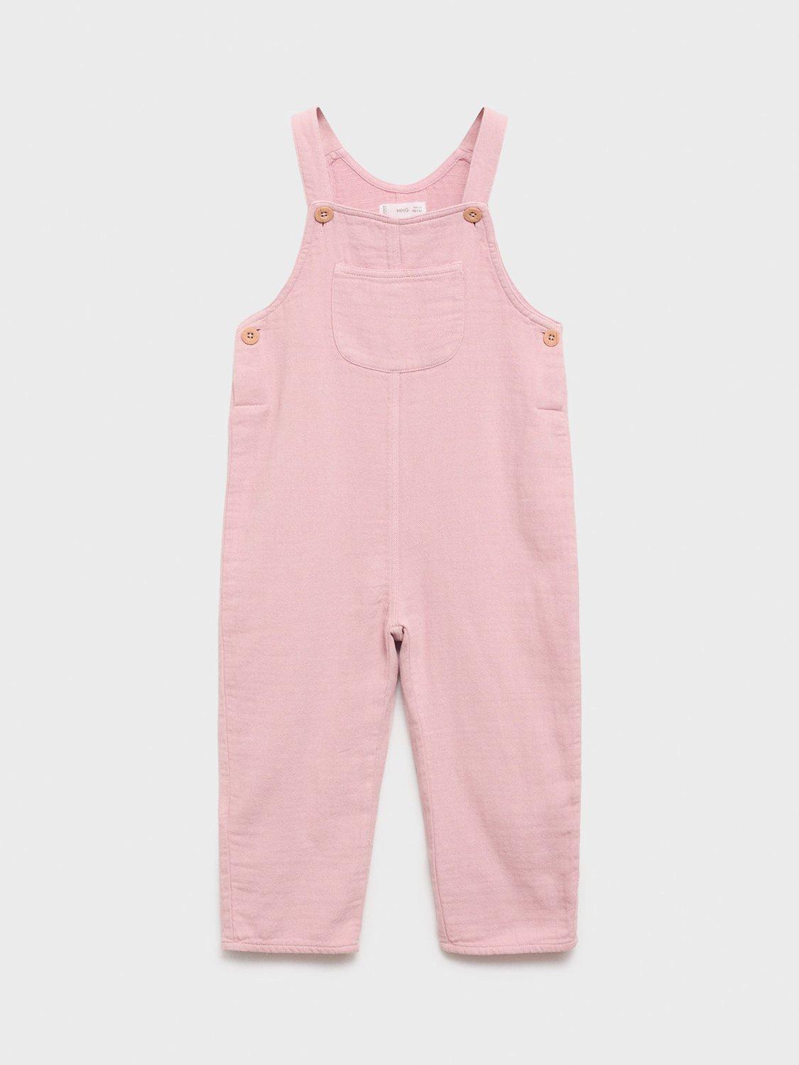 Product image 3 of 6, which shows Mango Kids' Claire Cotton Dungarees, Dark Red, 18-24 months