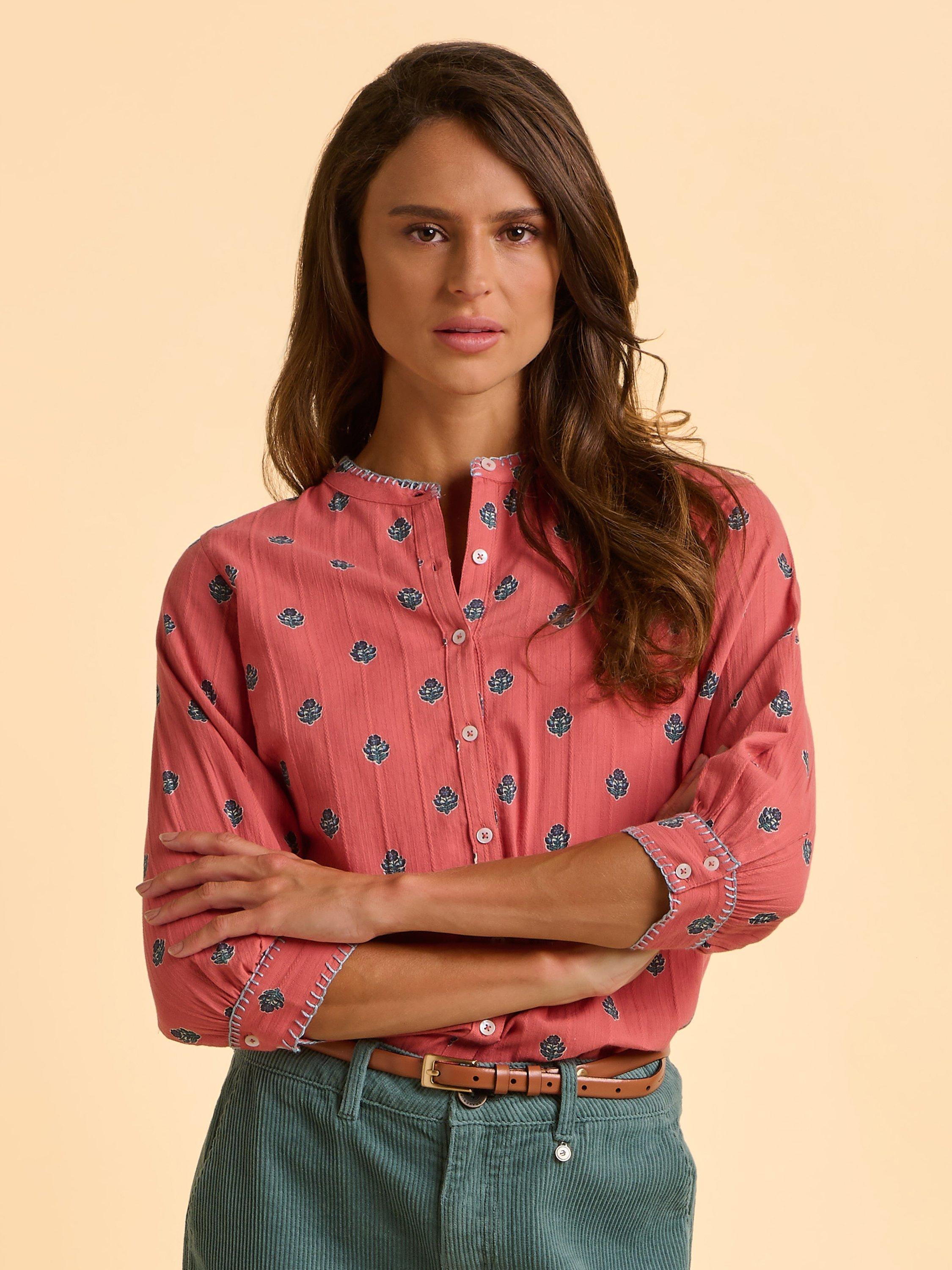 Product image 1 of 6, which shows Brakeburn Sara Floral Shirt, Pink, 8