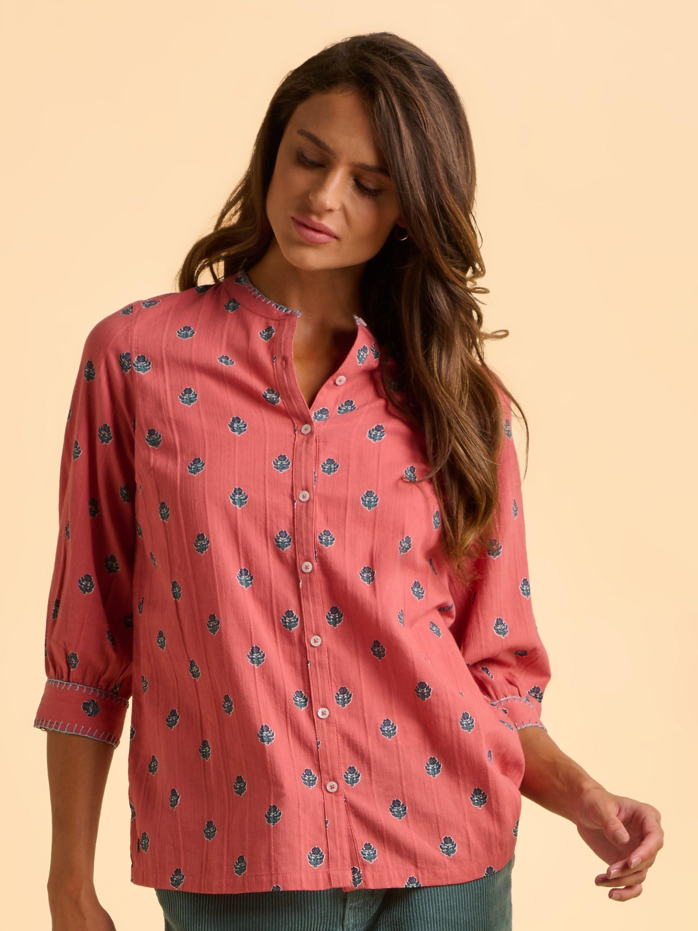 Product image 6 of 6, which shows Brakeburn Sara Floral Shirt, Pink, 8