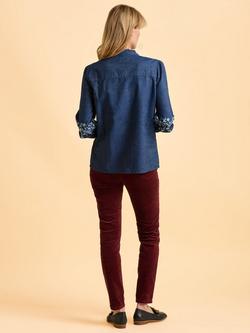 Brakeburn Sienna Frill Collar Floral Broderie Cotton Blend Blouse - view 2, Blue