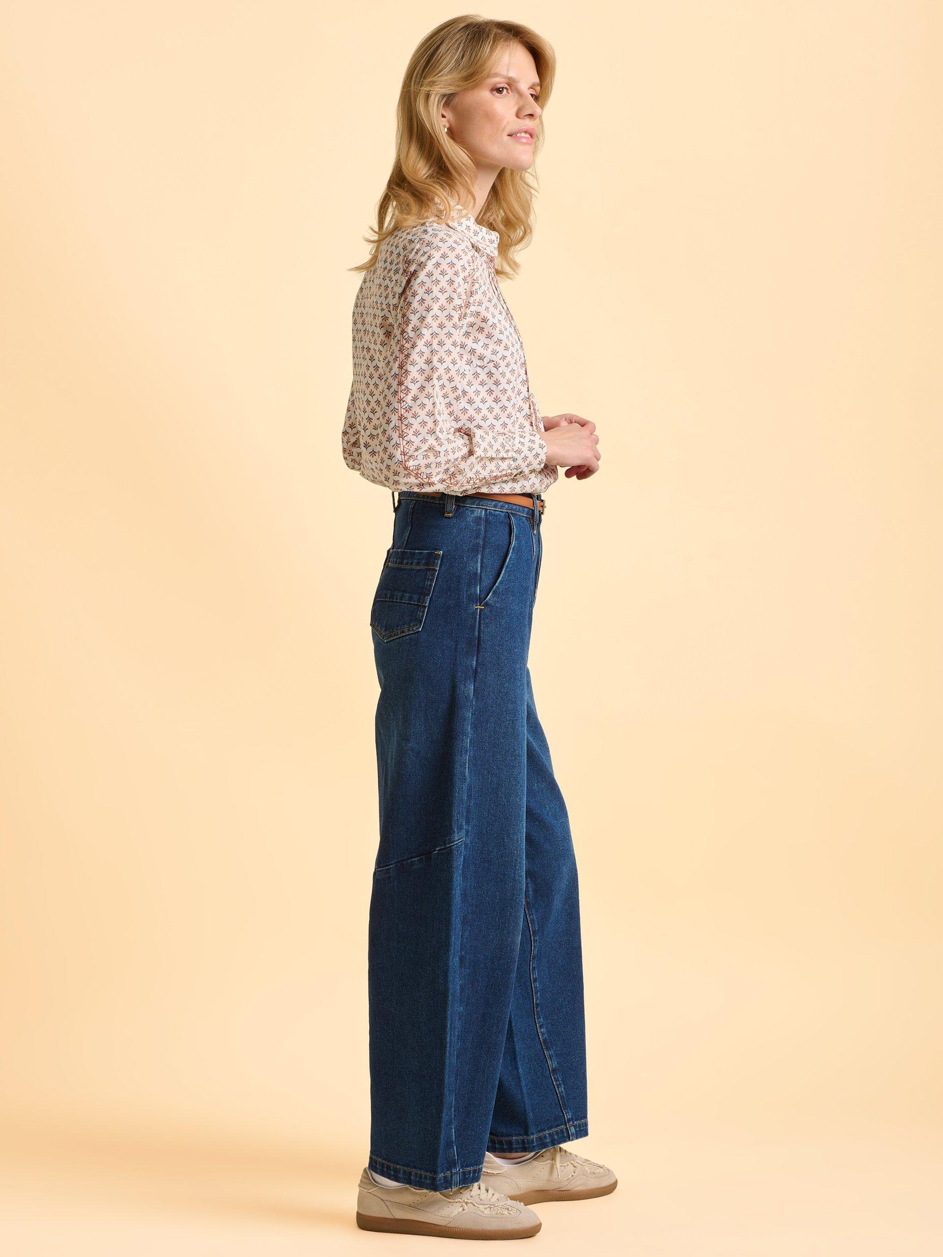 Product image 3 of 6, which shows Brakeburn Tarja Classic Abstract Print Cotton Blouse, Cream/Multi, 8