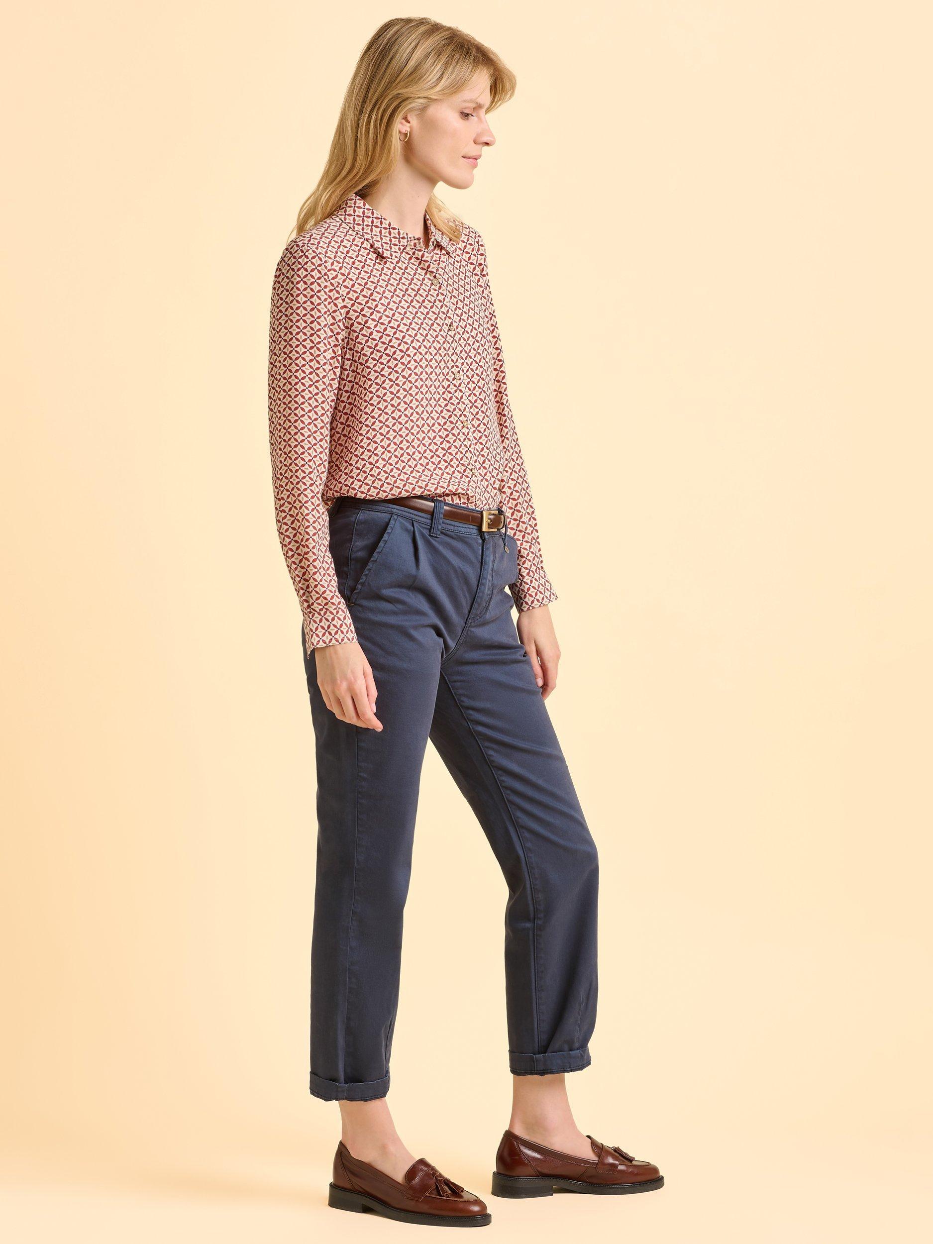 Product image 3 of 6, which shows Brakeburn Simone Classic Geometric Print Blouse, Red, 8