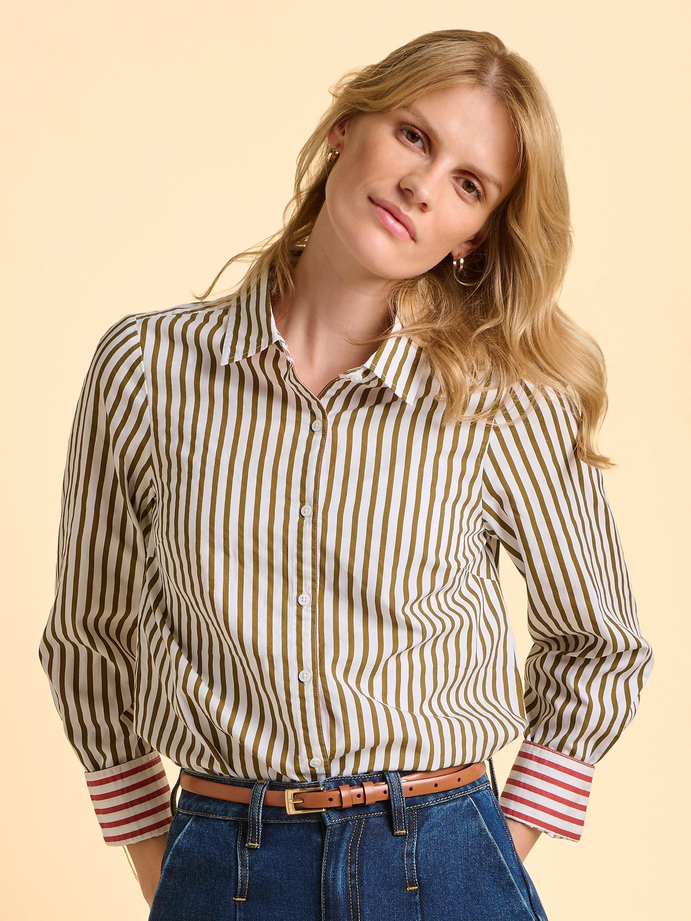 Product image 1 of 6, which shows Brakeburn Vicky Striped Shirt, Green/Multi, 8