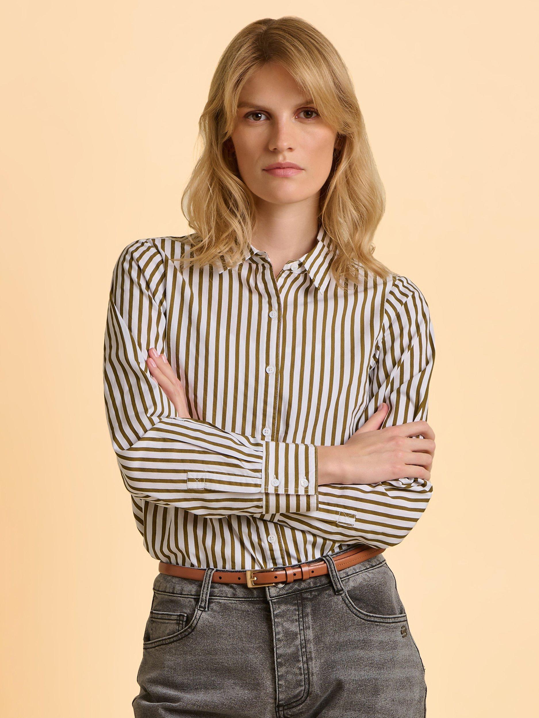 Product image 4 of 6, which shows Brakeburn Vicky Striped Shirt, Green/Multi, 8