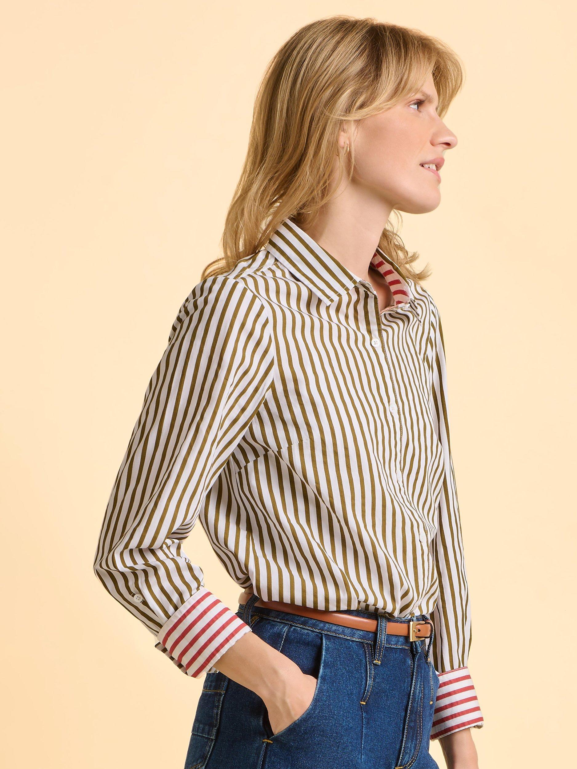 Product image 5 of 6, which shows Brakeburn Vicky Striped Shirt, Green/Multi, 8
