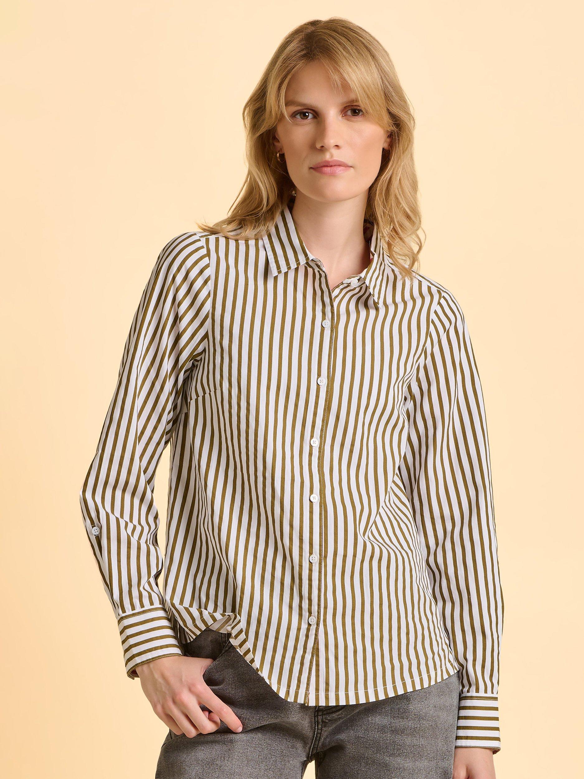 Product image 6 of 6, which shows Brakeburn Vicky Striped Shirt, Green/Multi, 8