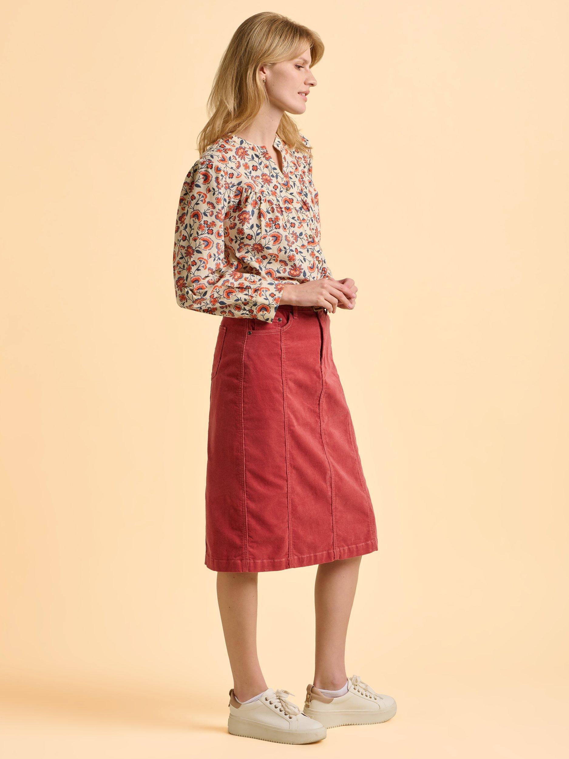 Product image 3 of 6, which shows Brakeburn Debbie Corduroy Skirt, Pink, 8
