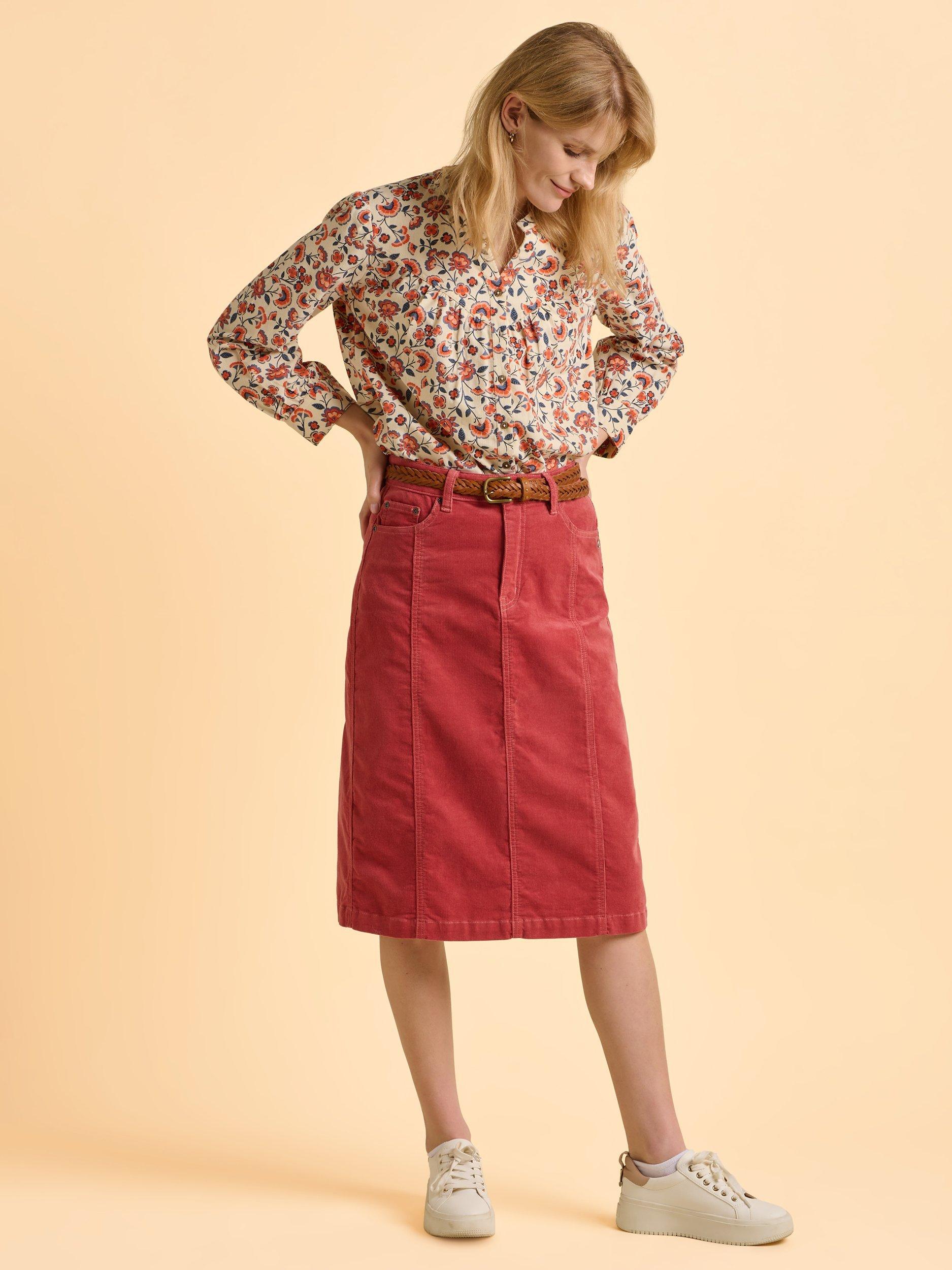 Product image 5 of 6, which shows Brakeburn Debbie Corduroy Skirt, Pink, 8