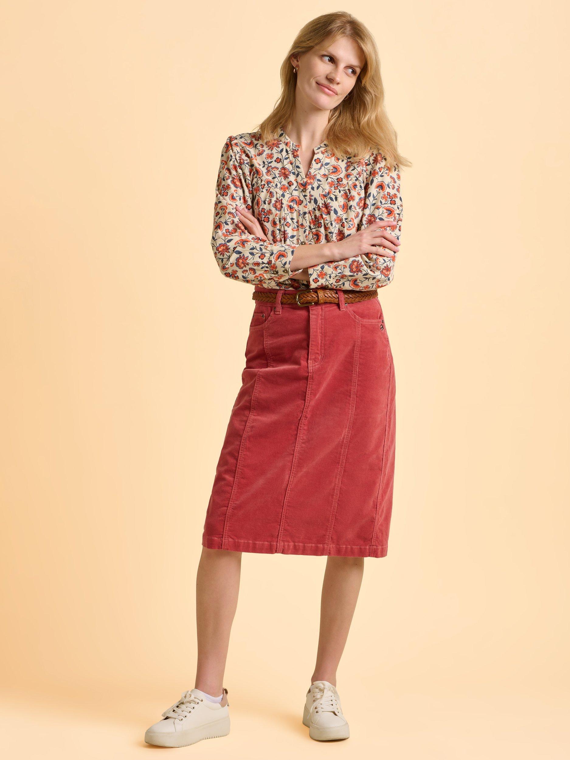 Product image 6 of 6, which shows Brakeburn Debbie Corduroy Skirt, Pink, 8