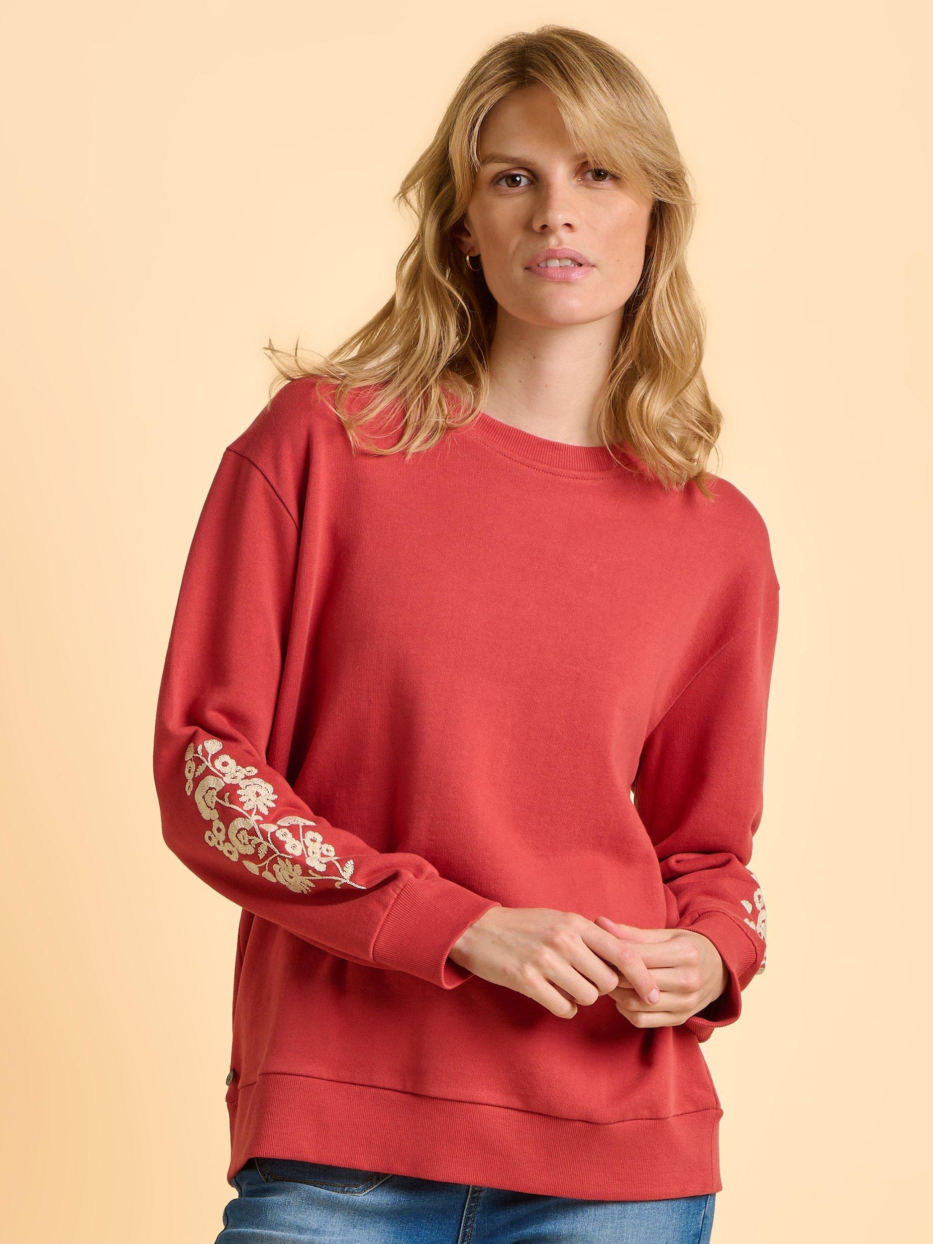 Product image 1 of 7, which shows Brakeburn Ferndown Crew Neck Sweatshirt, Red, 8