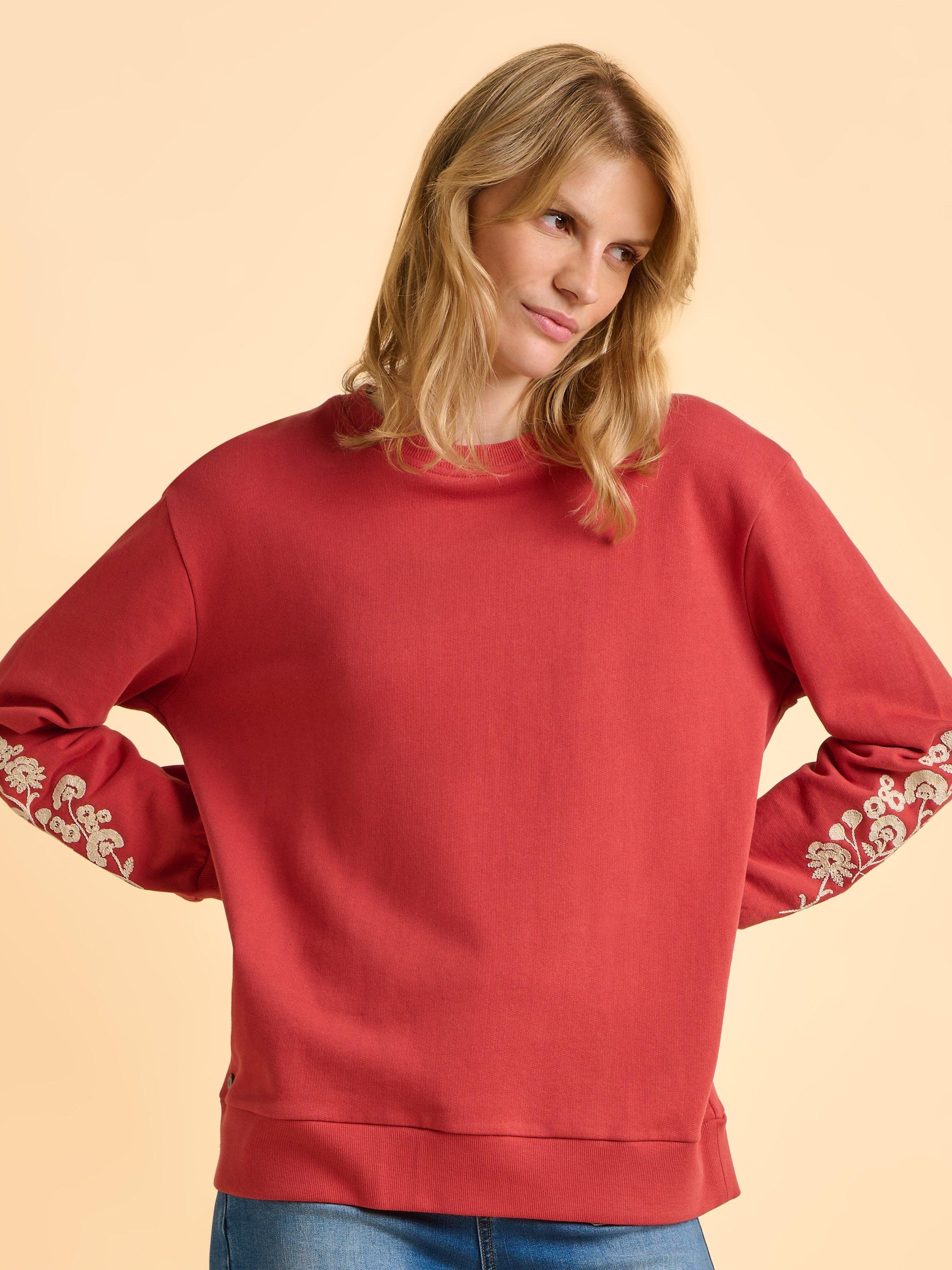 Product image 6 of 7, which shows Brakeburn Ferndown Crew Neck Sweatshirt, Red, 8