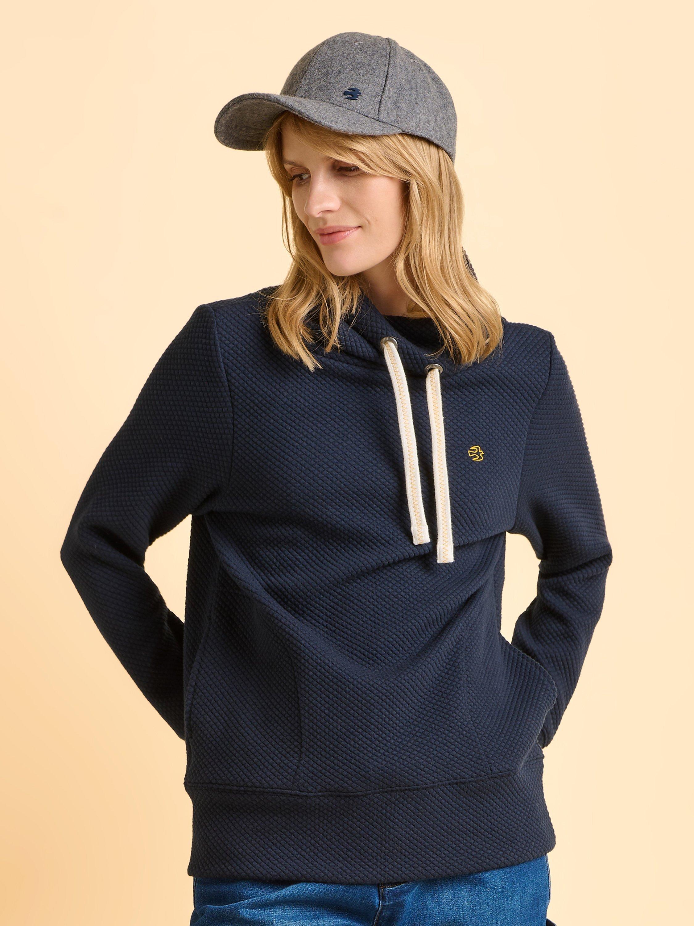Product image 4 of 5, which shows Brakeburn Modern Cowl Neck Sweatshirt, Navy, 8