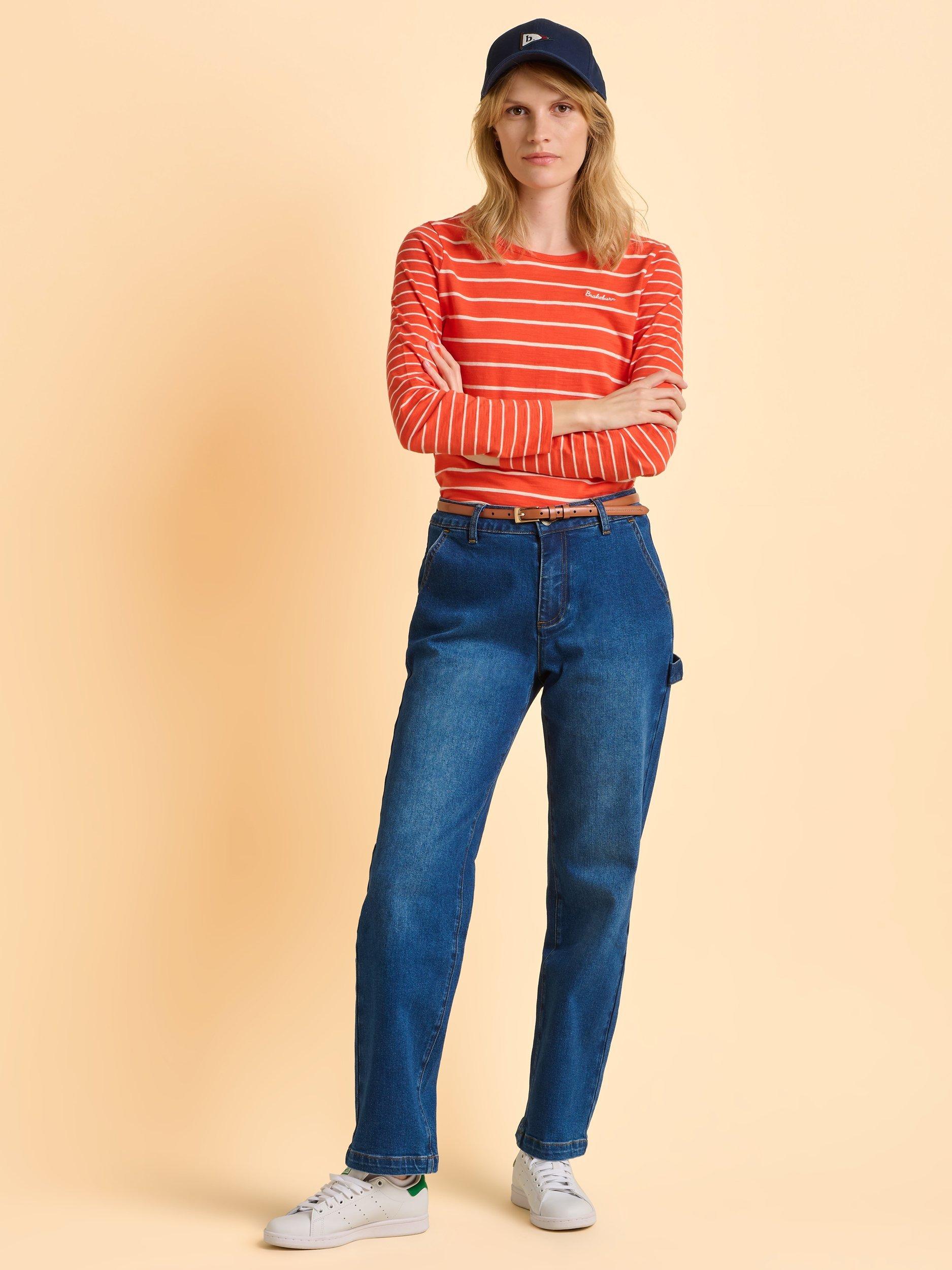 Product image 5 of 6, which shows Brakeburn Branksome Stripe Top, Red, 8