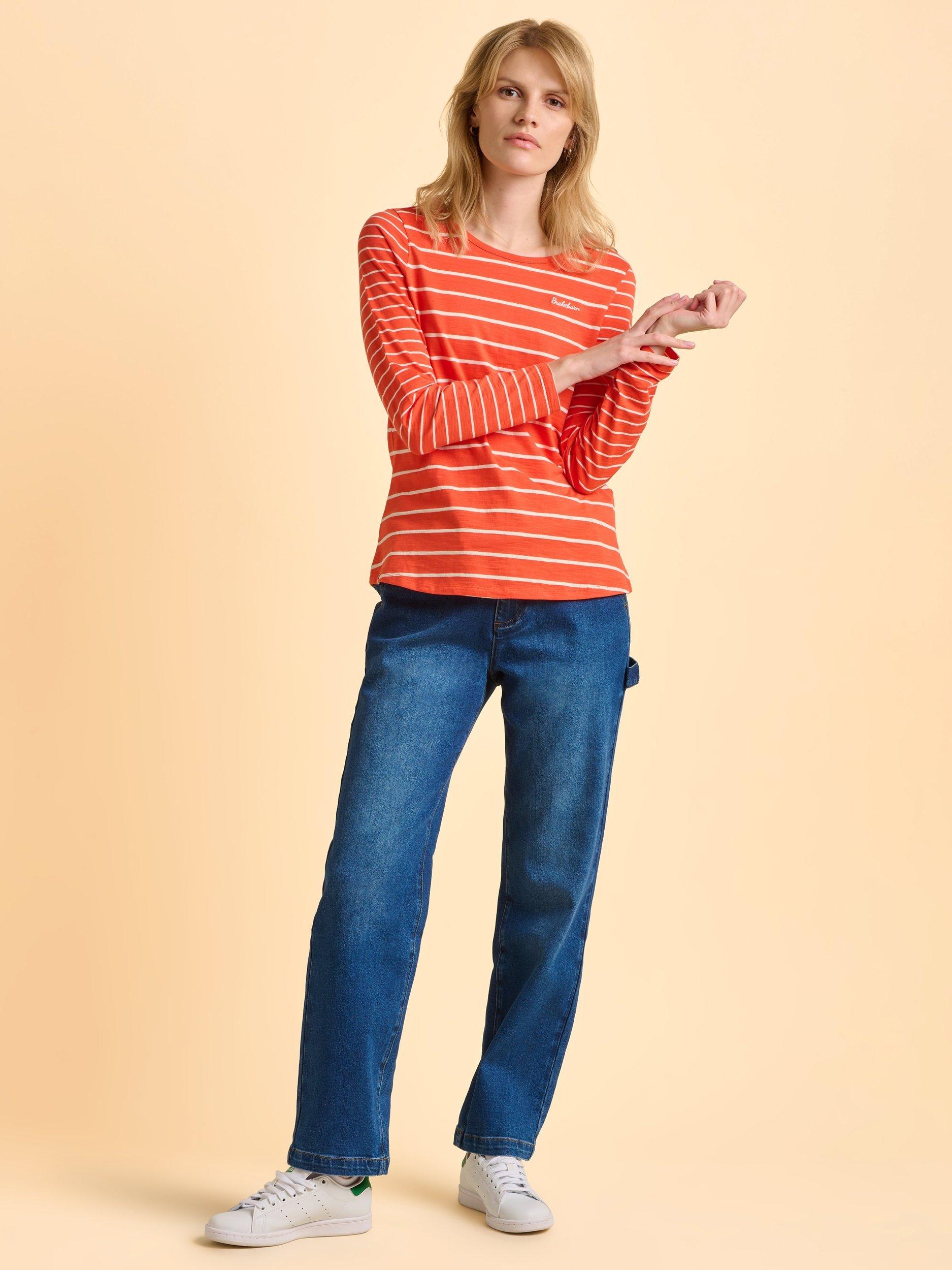 Product image 6 of 6, which shows Brakeburn Branksome Stripe Top, Red, 8