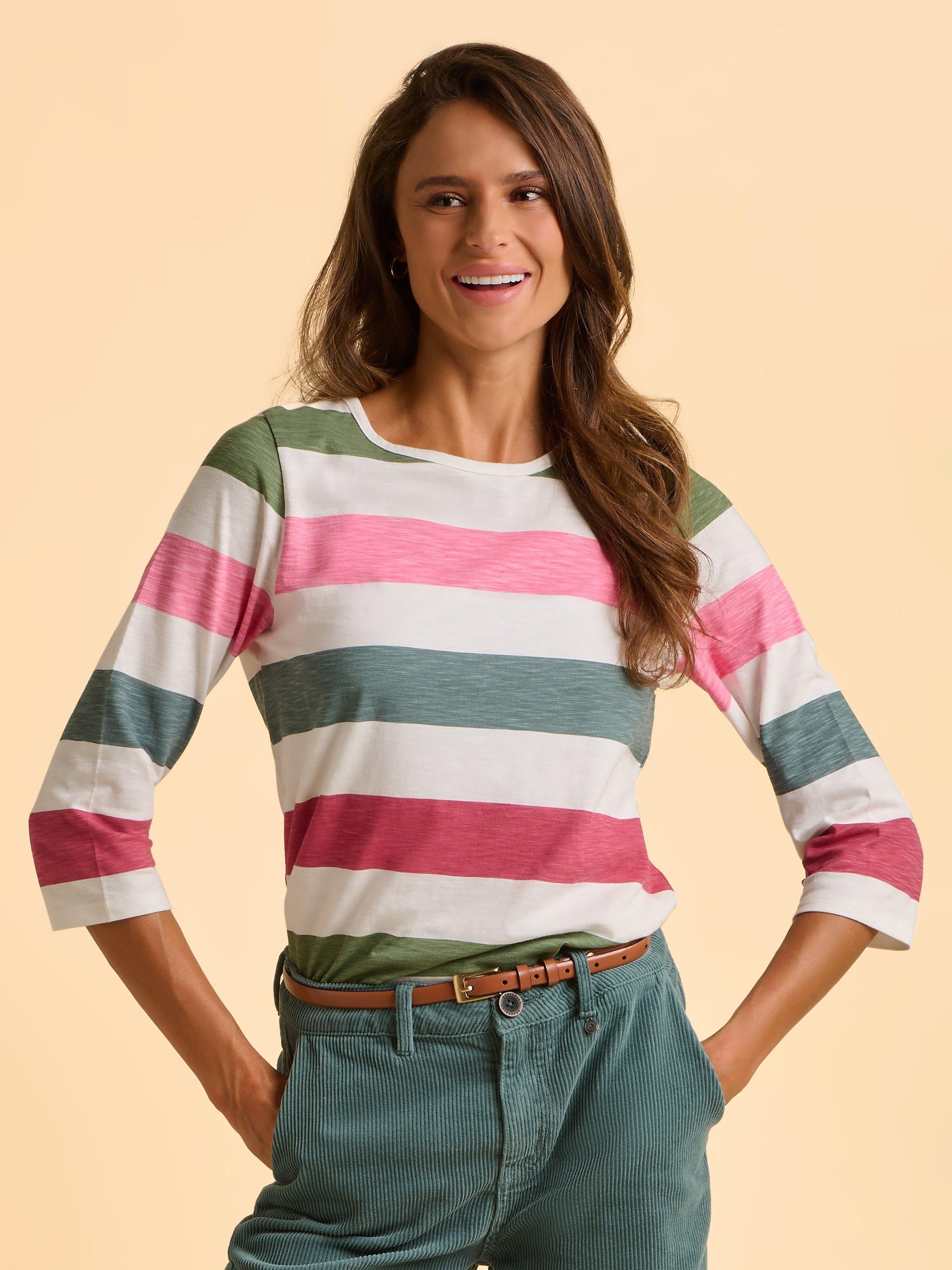 Product image 1 of 6, which shows Brakeburn Lulworth Stripe Top, Cream, 8