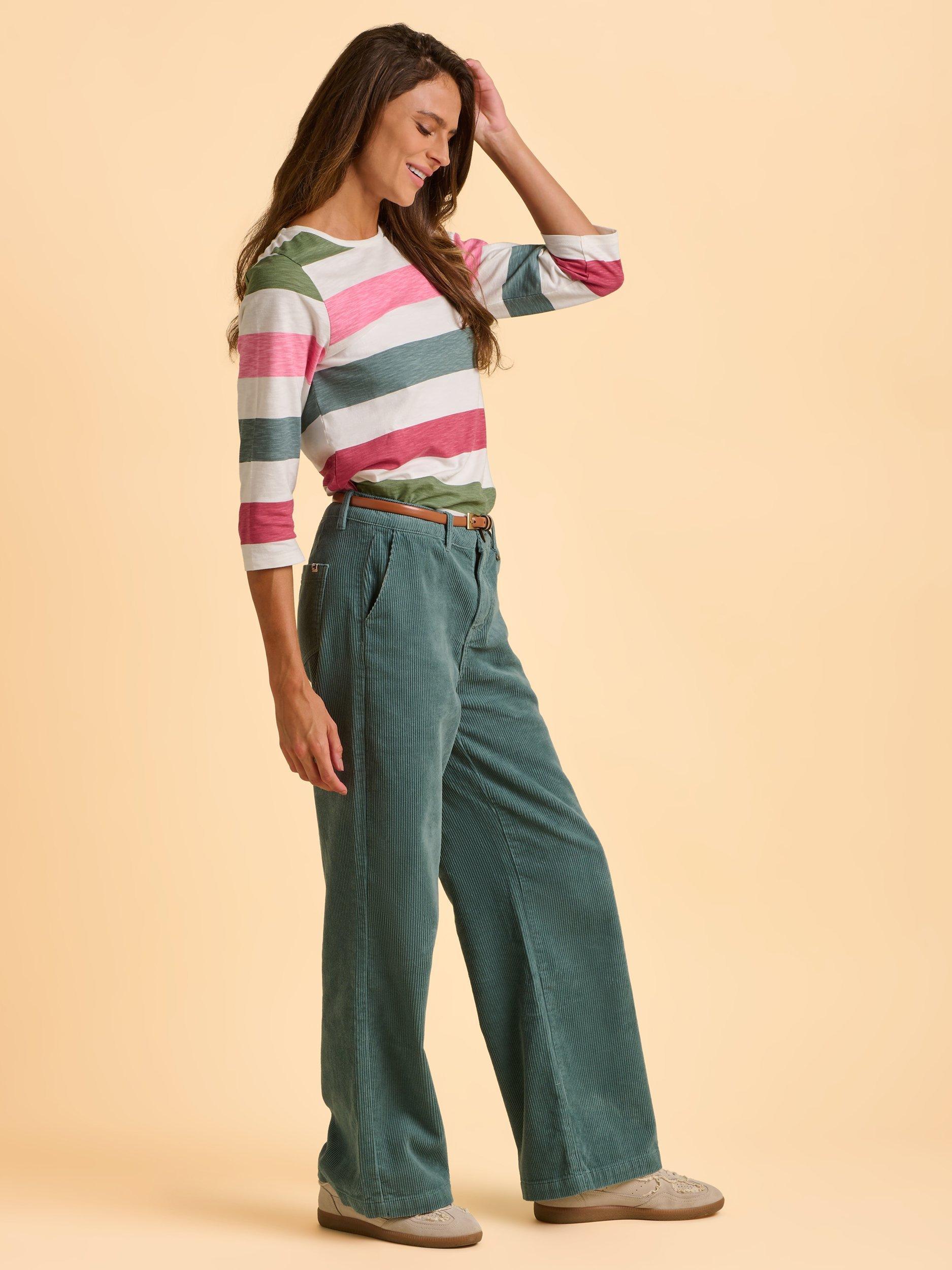 Product image 3 of 6, which shows Brakeburn Lulworth Stripe Top, Cream, 8