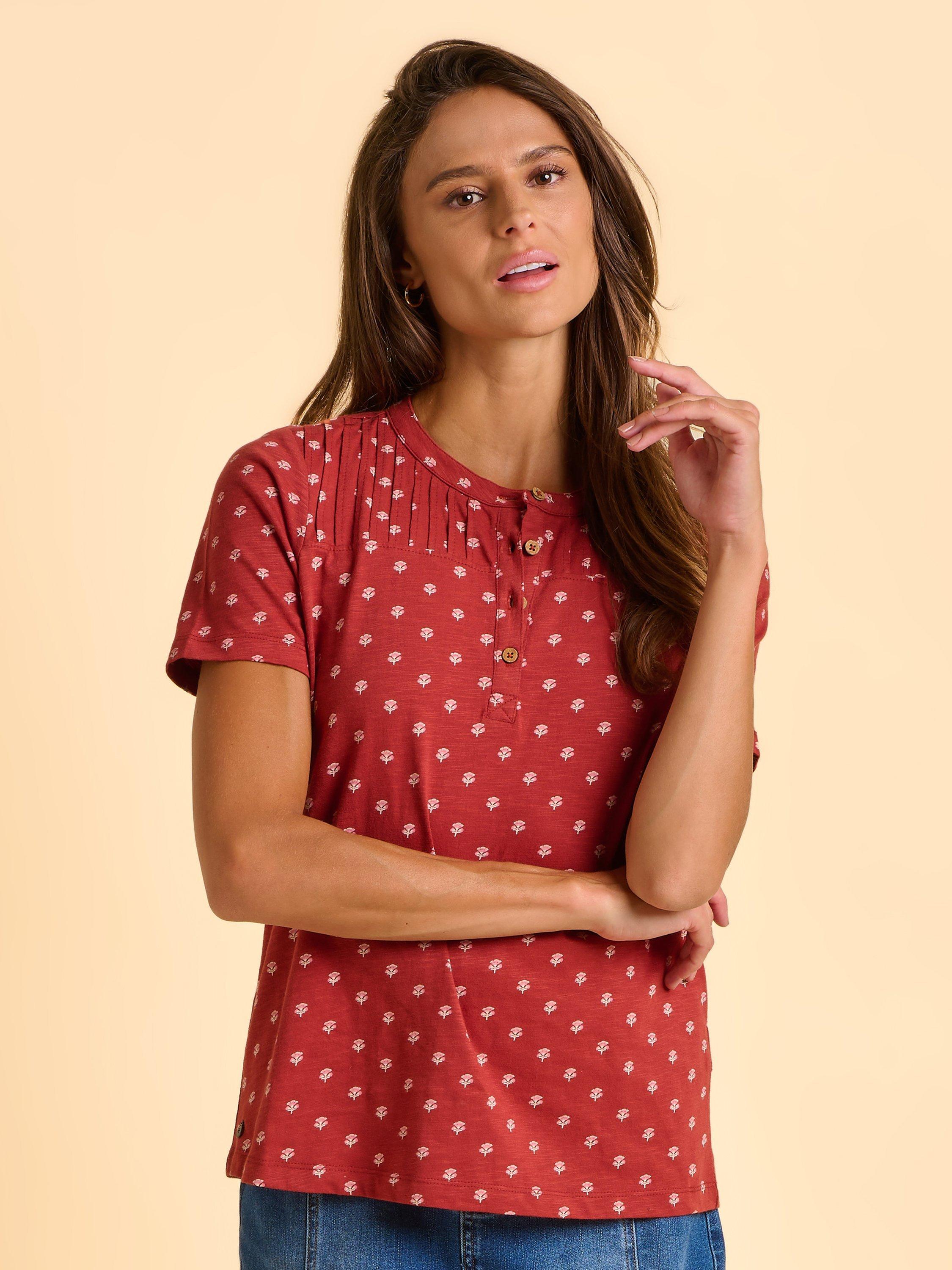 Product image 6 of 6, which shows Brakeburn North Floral Top, Red, 8