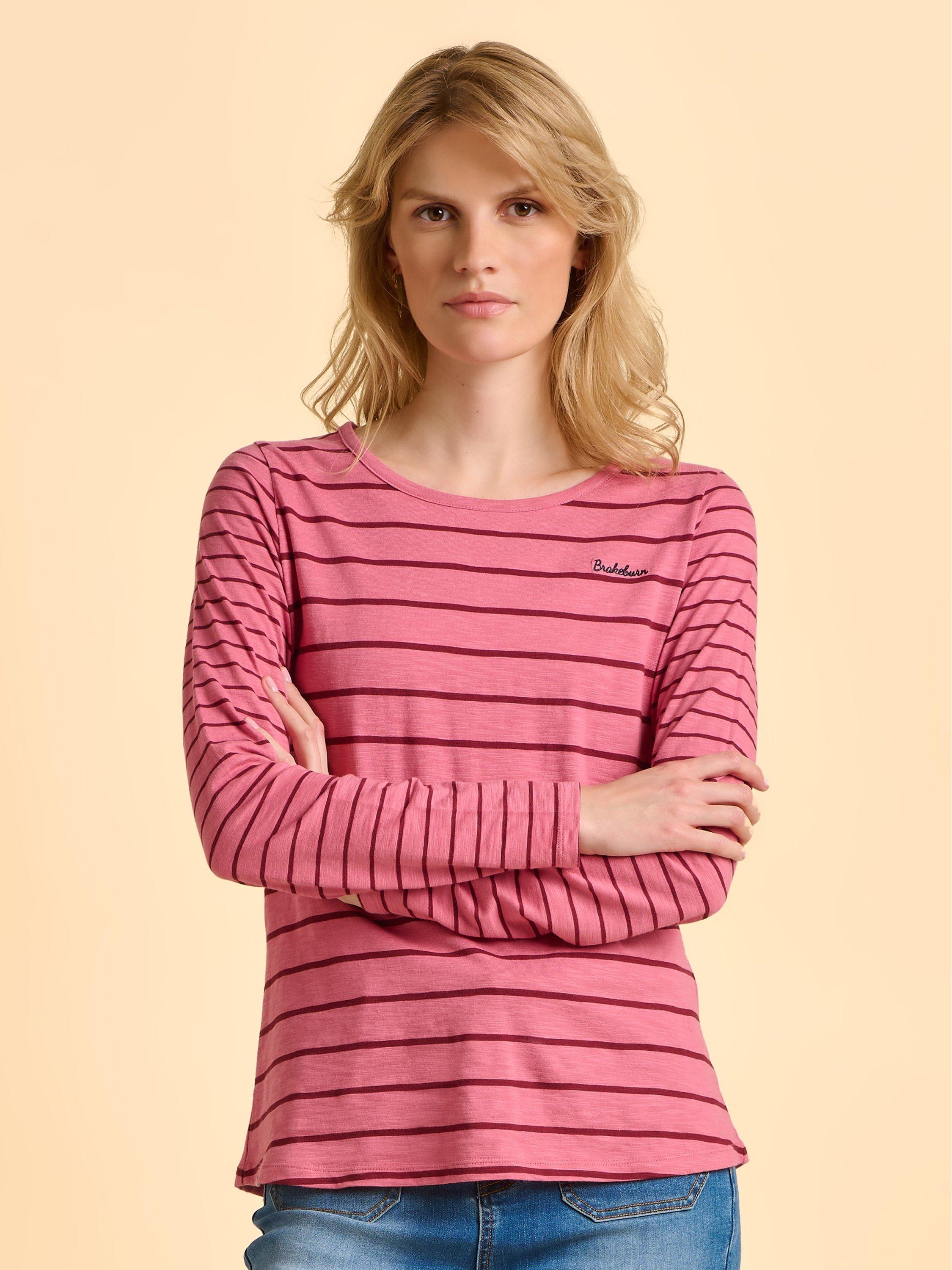 Product image 4 of 6, which shows Brakeburn Studland Long Sleeve T-Shirt, Pink, 8