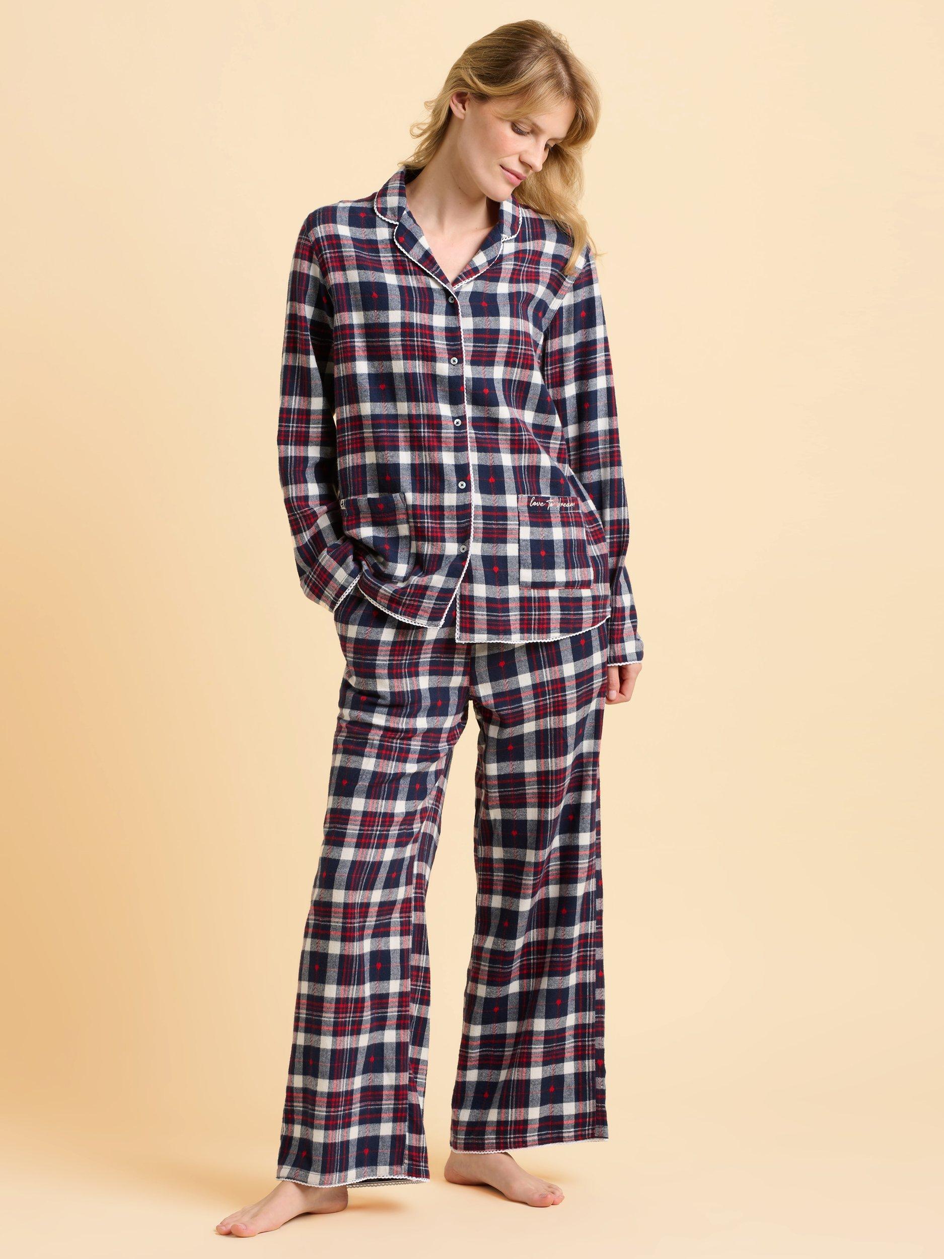 Product image 1 of 5, which shows Brakeburn Lilliput Cotton Blend Check Print Pyjamas, Blue, 8