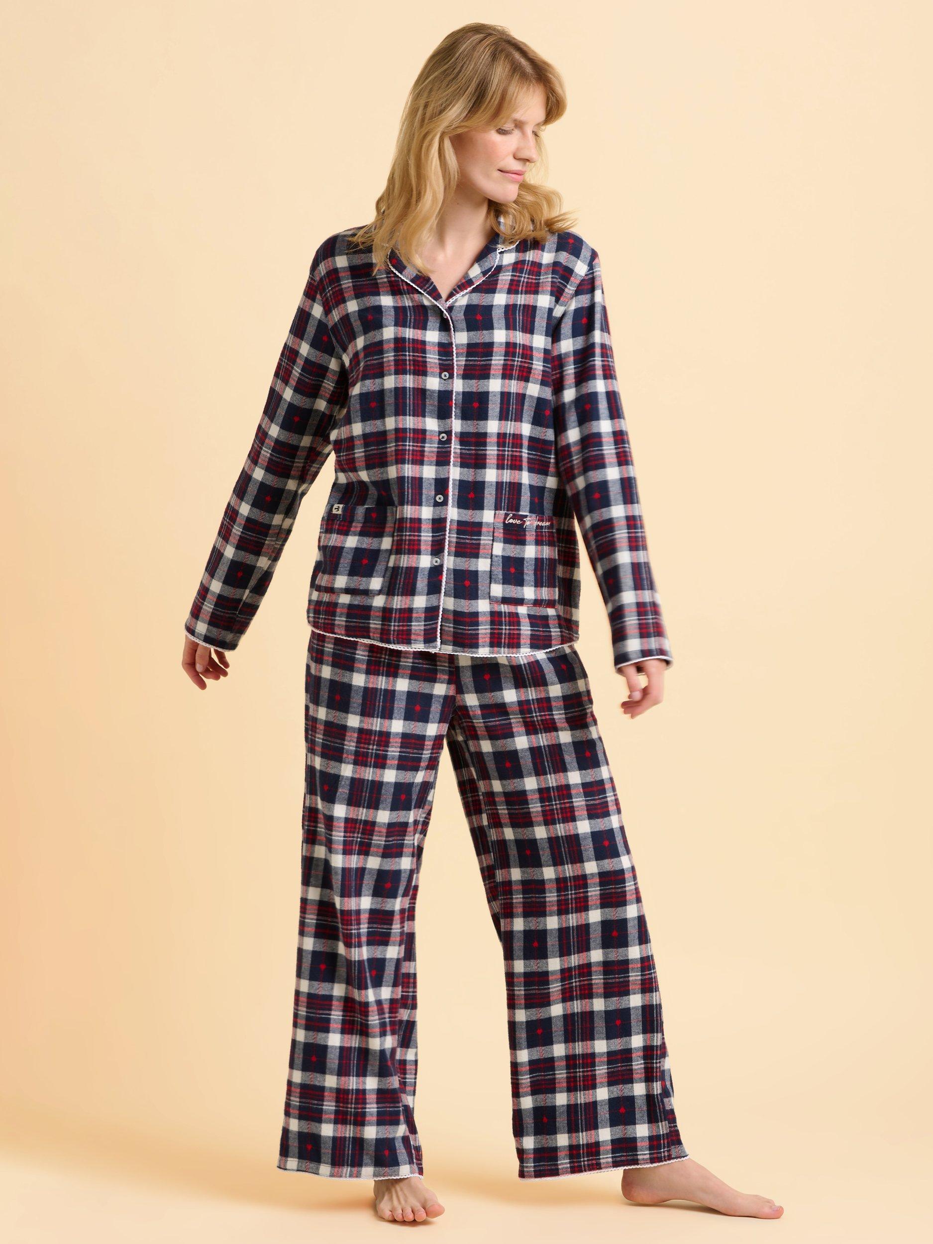 Product image 3 of 5, which shows Brakeburn Lilliput Cotton Blend Check Print Pyjamas, Blue, 8