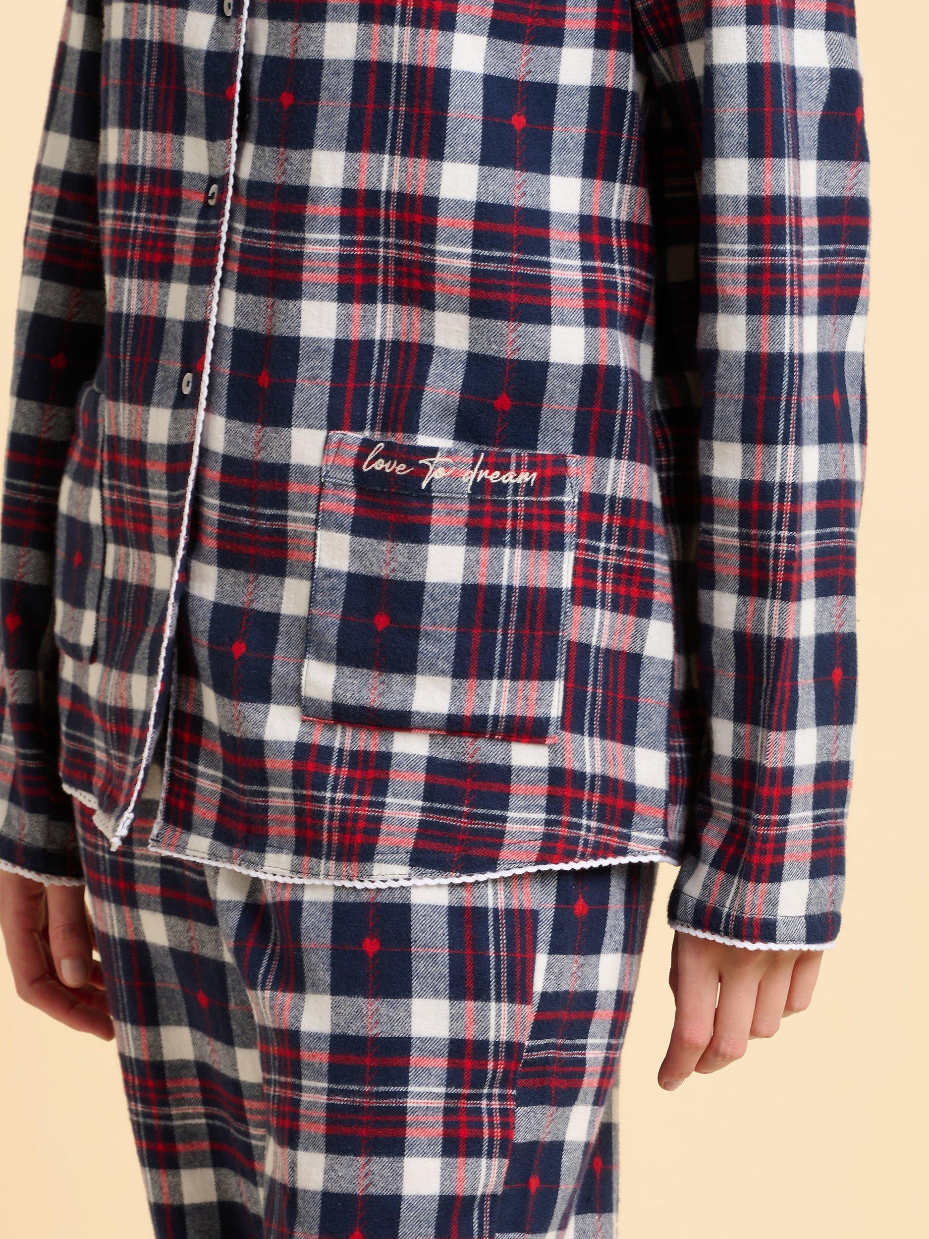 Product image 4 of 5, which shows Brakeburn Lilliput Cotton Blend Check Print Pyjamas, Blue, 8