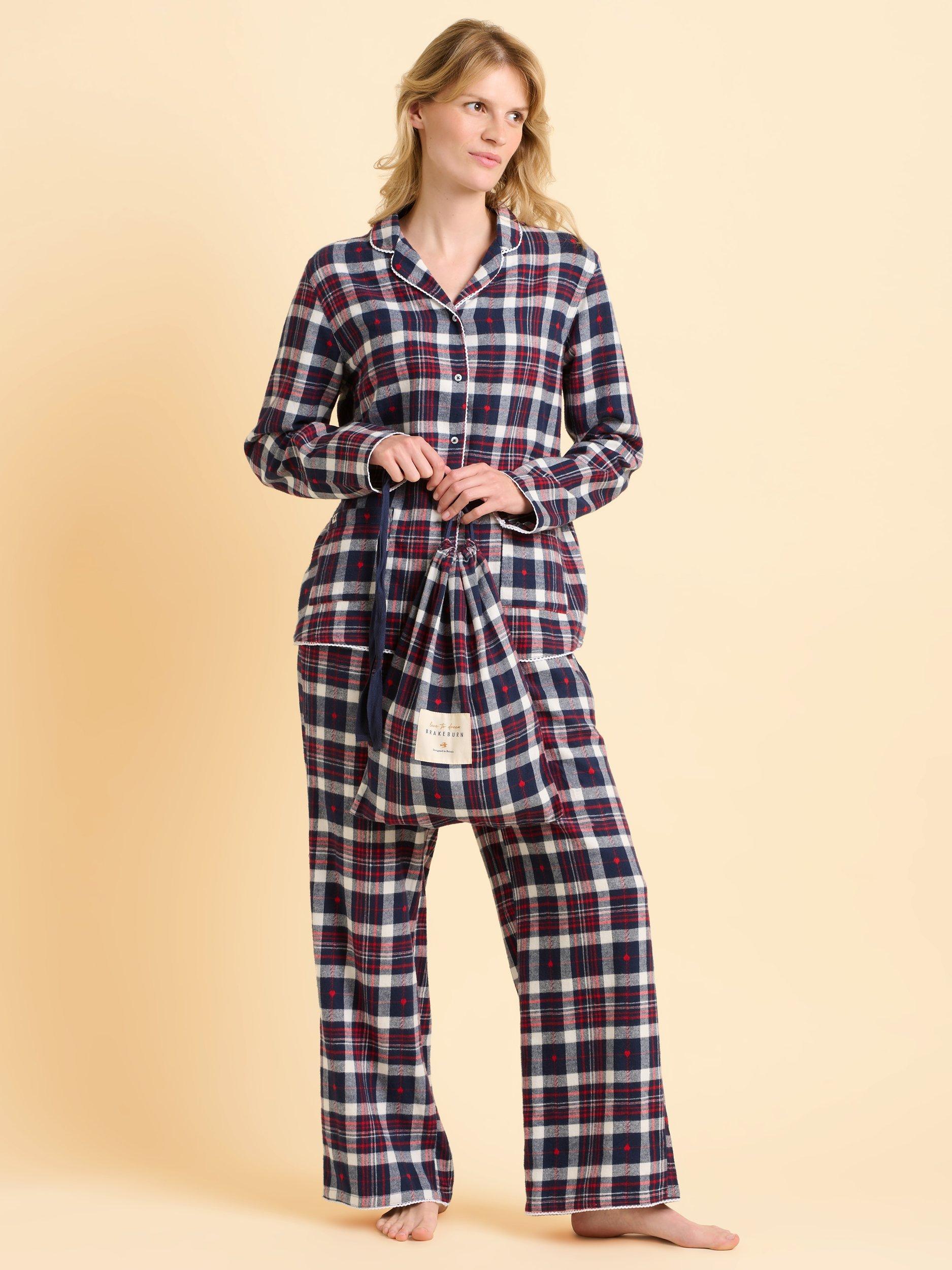 Product image 5 of 5, which shows Brakeburn Lilliput Cotton Blend Check Print Pyjamas, Blue, 8
