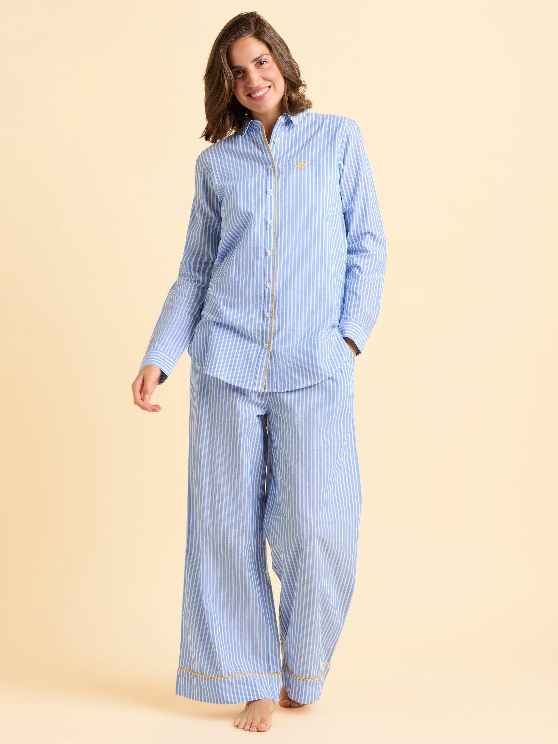 Product image 1 of 7, which shows Brakeburn Kingston Cotton Striped Pyjama Set, Blue, 8