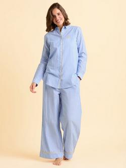 Brakeburn Kingston Cotton Striped Pyjama Set, Blue