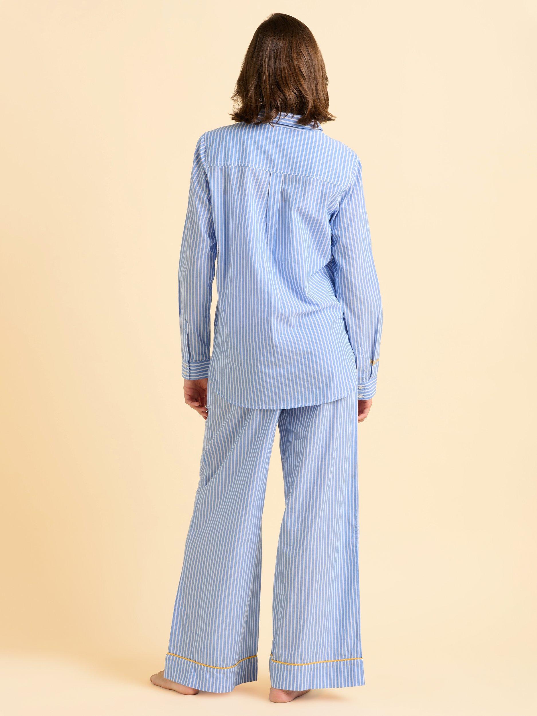Product image 2 of 7, which shows Brakeburn Kingston Cotton Striped Pyjama Set, Blue, 8