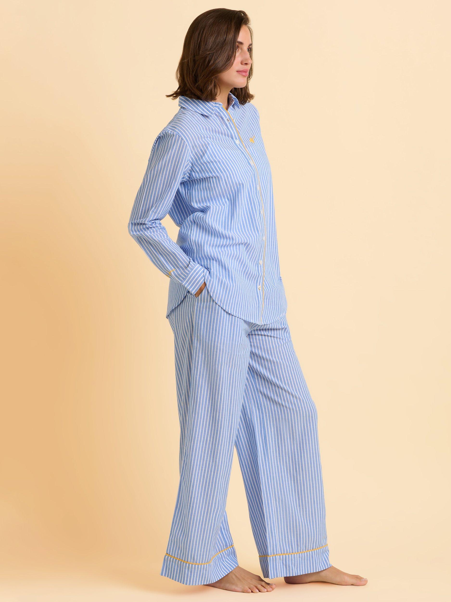 Product image 3 of 7, which shows Brakeburn Kingston Cotton Striped Pyjama Set, Blue, 8