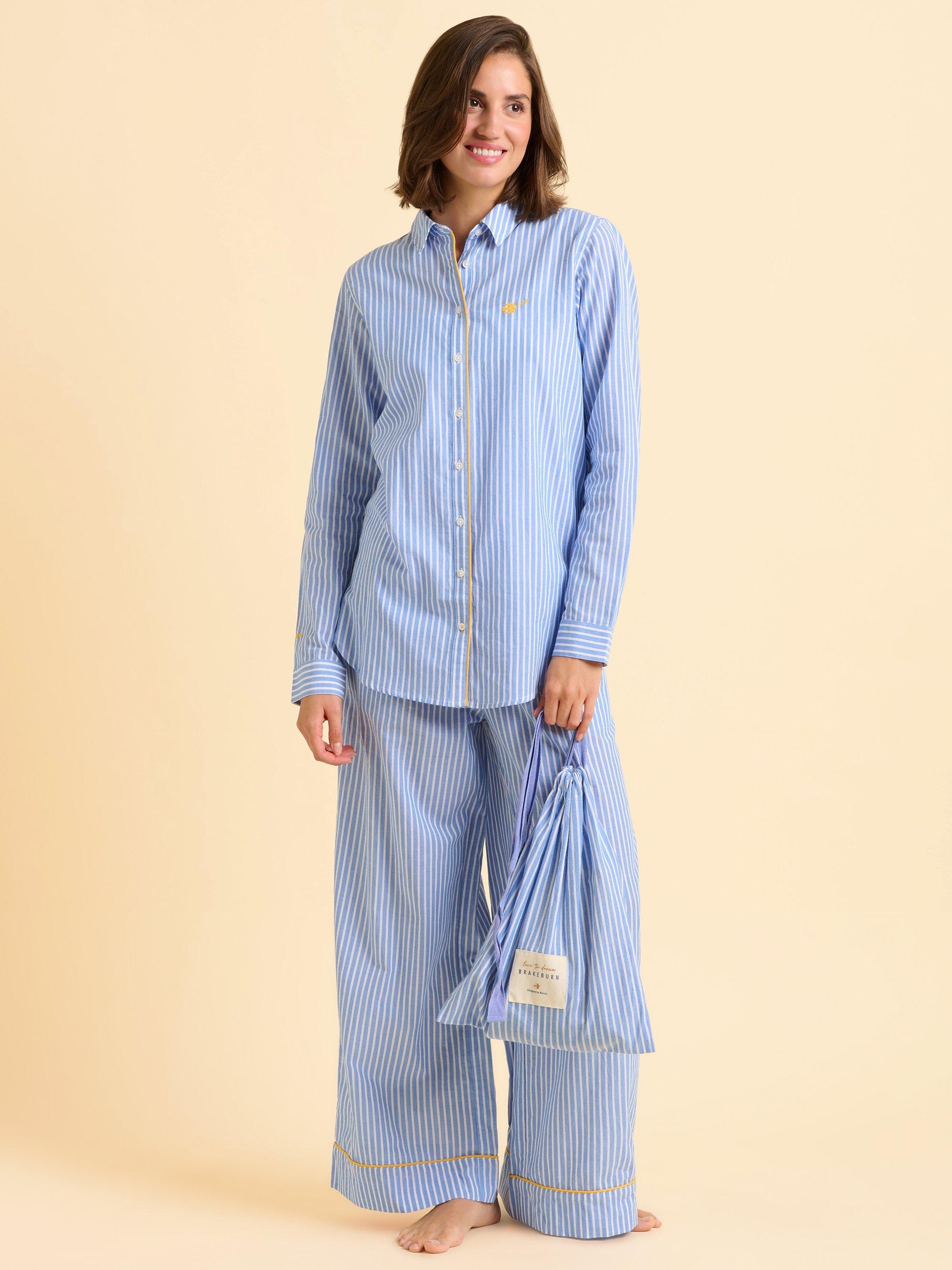 Product image 7 of 7, which shows Brakeburn Kingston Cotton Striped Pyjama Set, Blue, 8