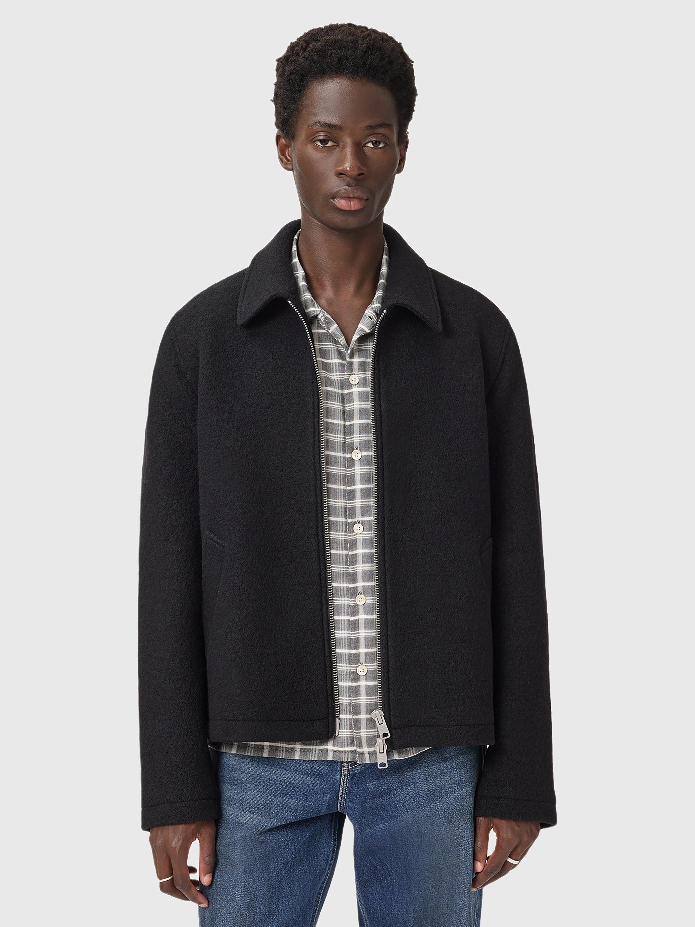 Product image 10 of 10, which shows AllSaints Celeste Zip Front Wool Jacket, Black, S