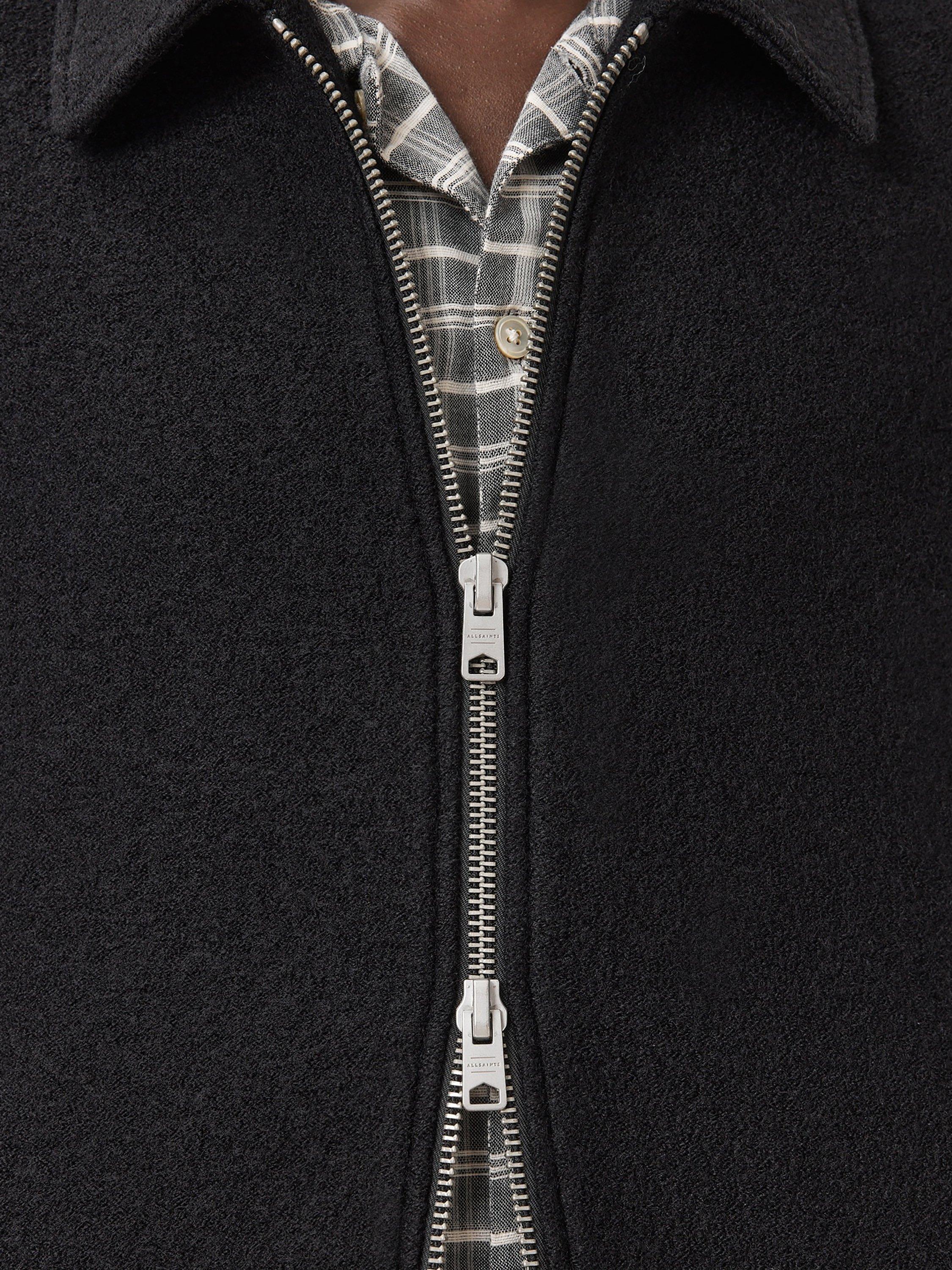 Product image 4 of 10, which shows AllSaints Celeste Zip Front Wool Jacket, Black, S